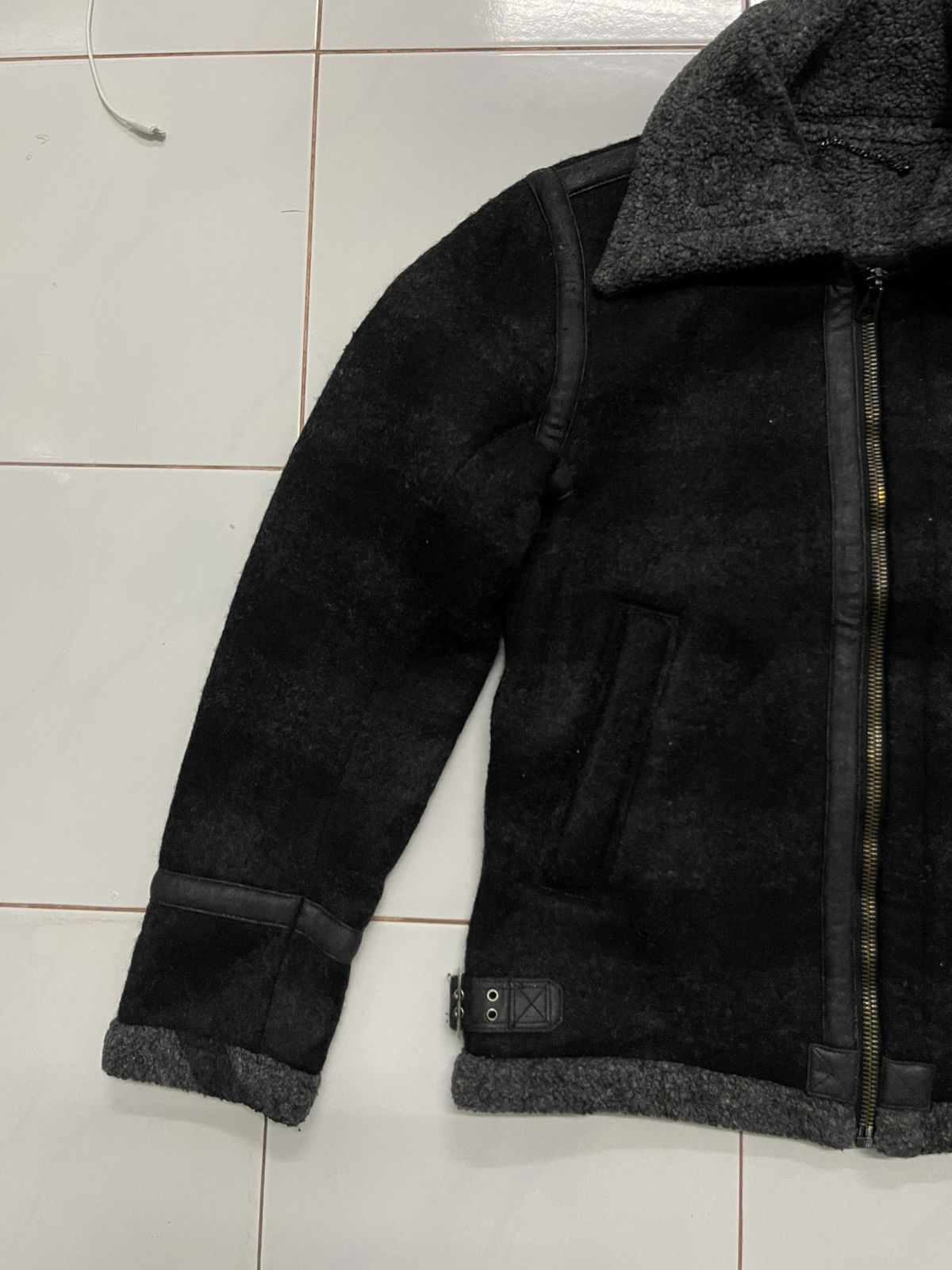 Diesel × Diesel Black Gold × Le Grande Bleu (L.G.B.) 2000s DIESEL TYPE N.78 WOOL FAUX FUR STRIPE SHERPA JACKET Size US M / EU 48-50 / 2 - 5 Thumbnail