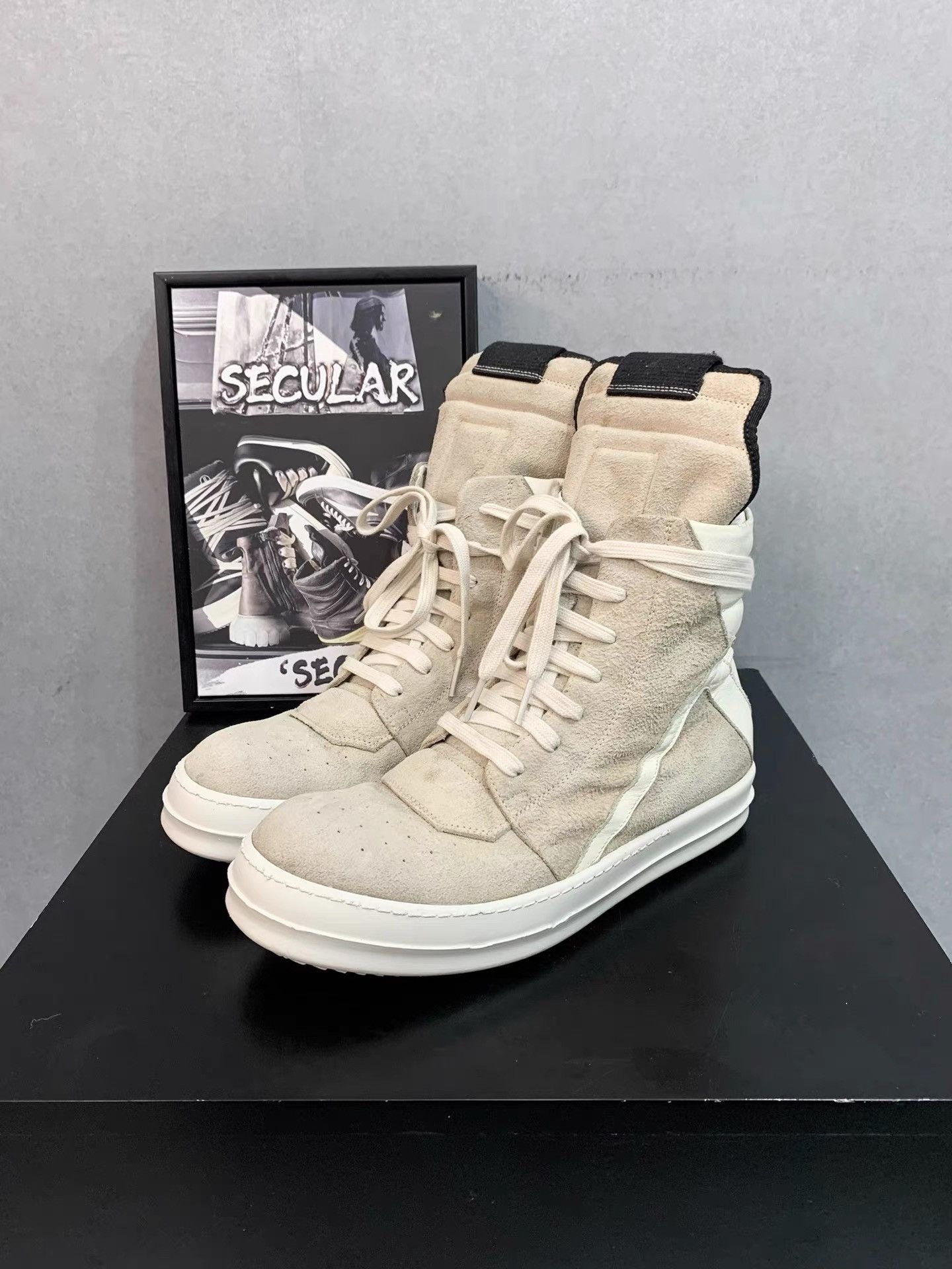 Rick Owens Rick Owens Grey Suede Triangle Geobasket K34 Size US 7 / EU 40 - 4 Thumbnail