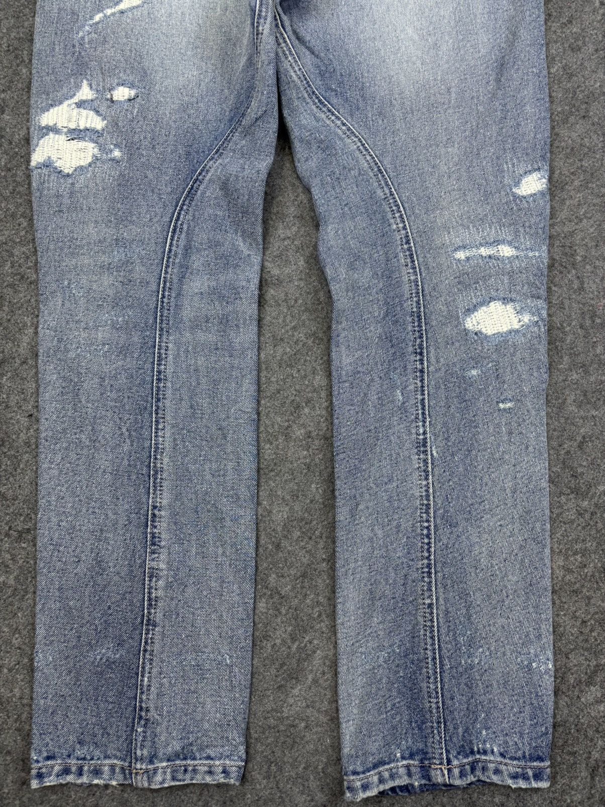 Japanese Brand 💥Japan Style💥Bit Blue Distressed Sarouel Mild Denim F806 Size US 31 - 10 Thumbnail