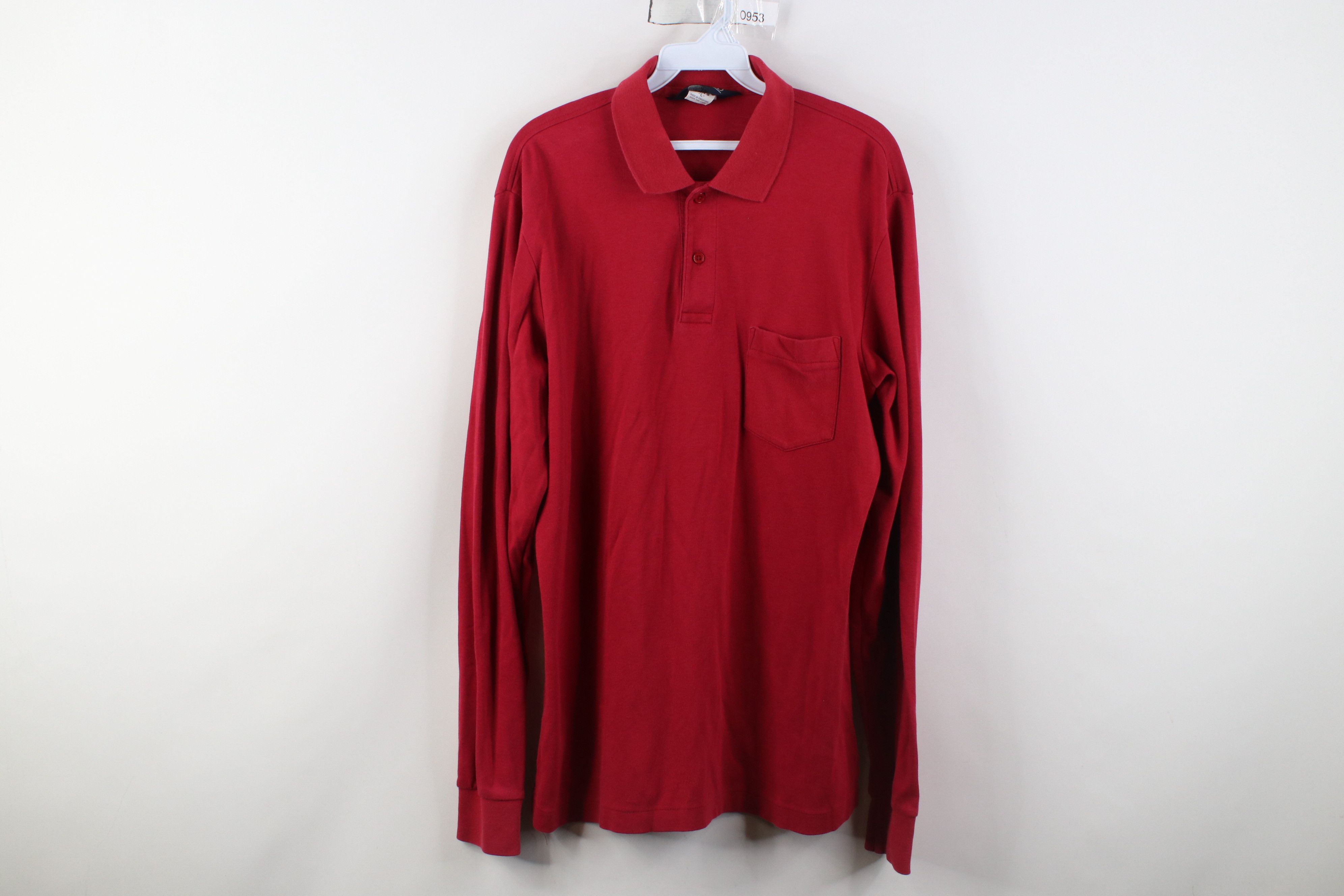 Lands' End Vintage 90s Lands End Soft Cotton Long Sleeve Polo Shirt Red Size US L / EU 52-54 / 3 - 1 Thumbnail