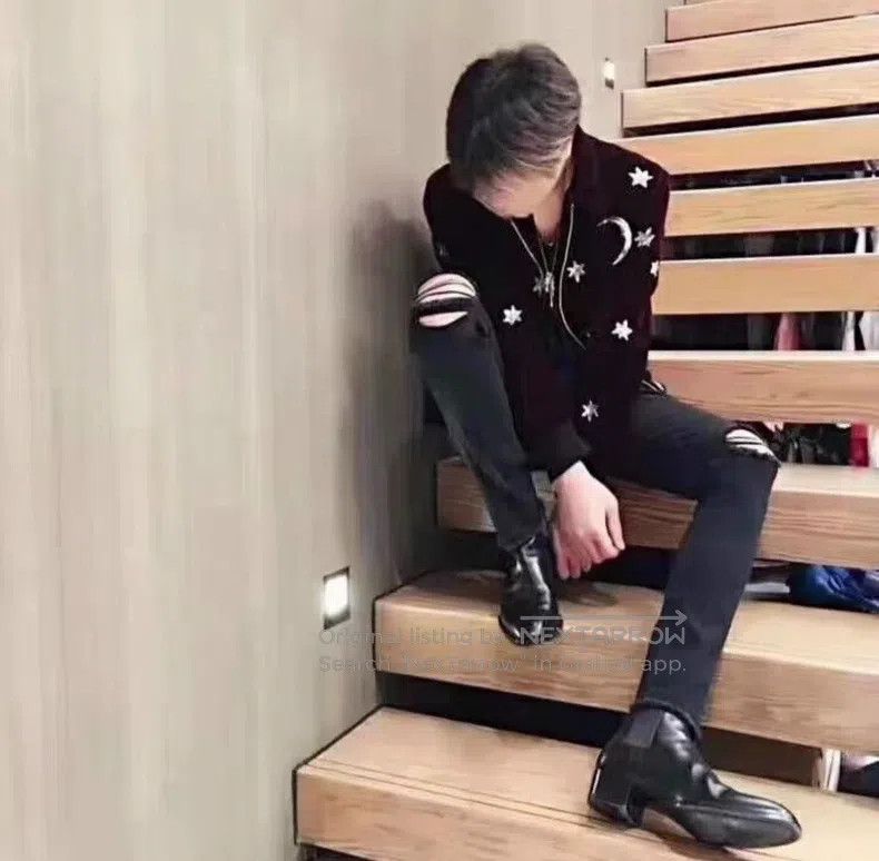 Saint Laurent Paris Saint Laurent Paris Burgundy Velvet Star and Moon Jacket Size US S / EU 44-46 / 1 - 7 Thumbnail