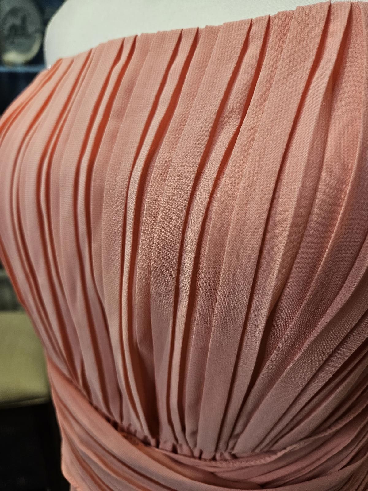 Designer Nwt Elegant Strapless Coral Evening Gown with wrap Size XL / US 12-14 / IT 48-50 - 4 Thumbnail