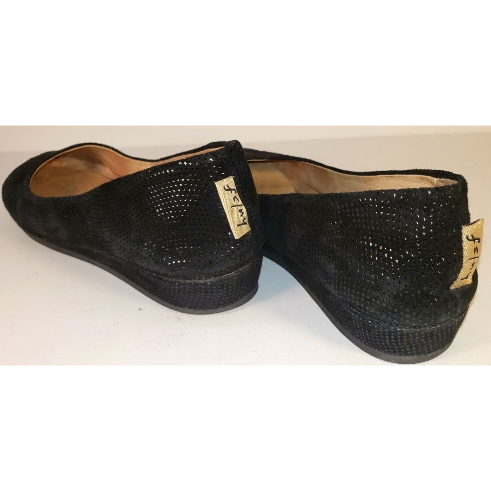 Vintage FS/NY Women's Flats Black Pebbled Leather Lining Insole Low Wedge 5.5M Ballet Flat Womens Shoes Size US 6 / IT 36 - 7 Thumbnail