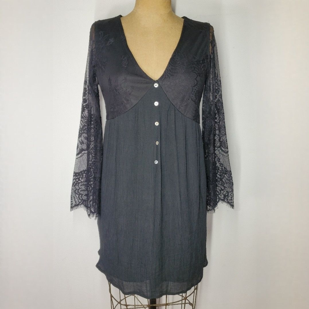 Other BaeVely S/M Dress Black Mini Lace Long Sleeve Empire Lined Size S / US 4 / IT 40 - 1 Thumbnail