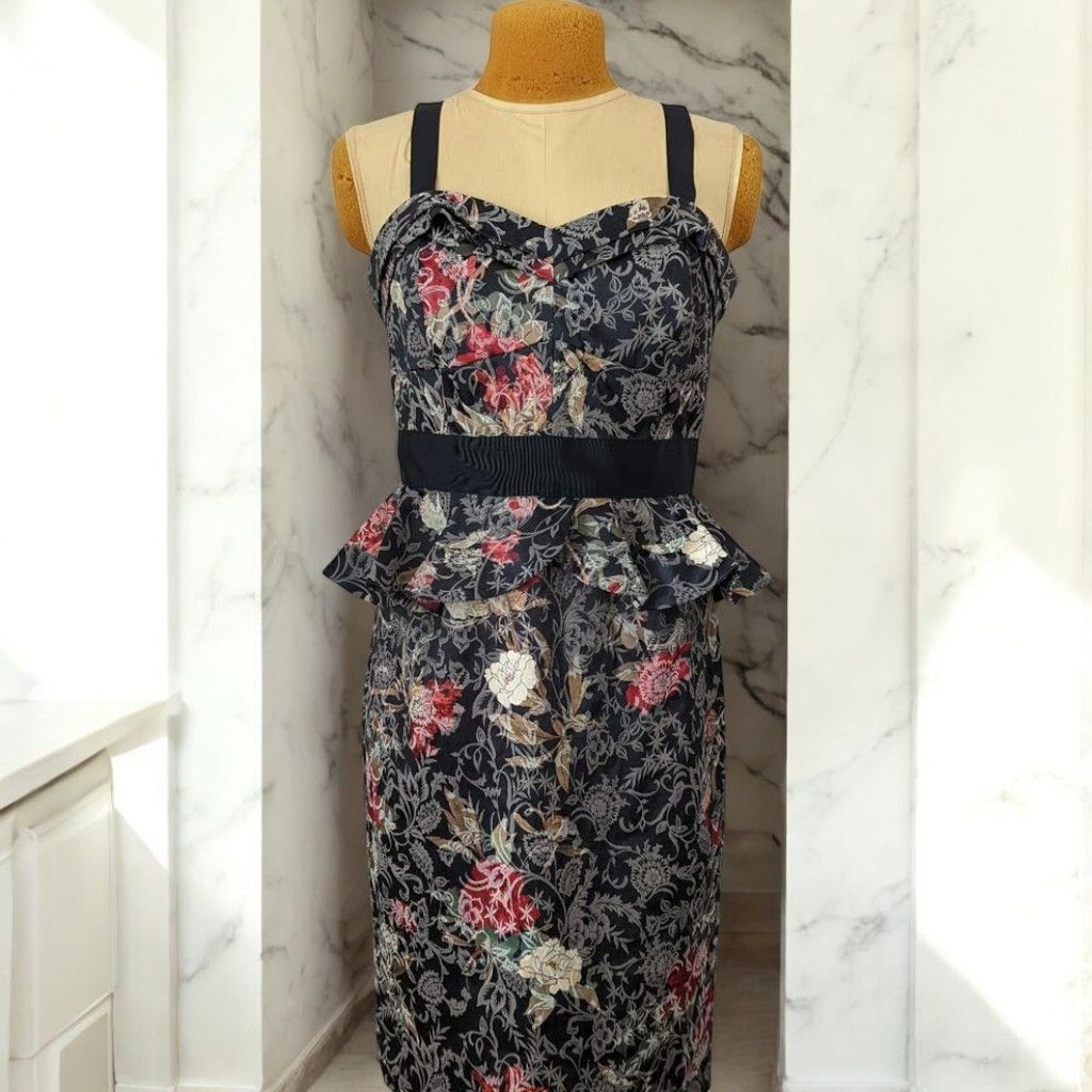 Designer Antonio Melani Seraphina Jacquard Ruffled Dress NEW 12 Size XL / US 12-14 / IT 48-50 - 8 Thumbnail