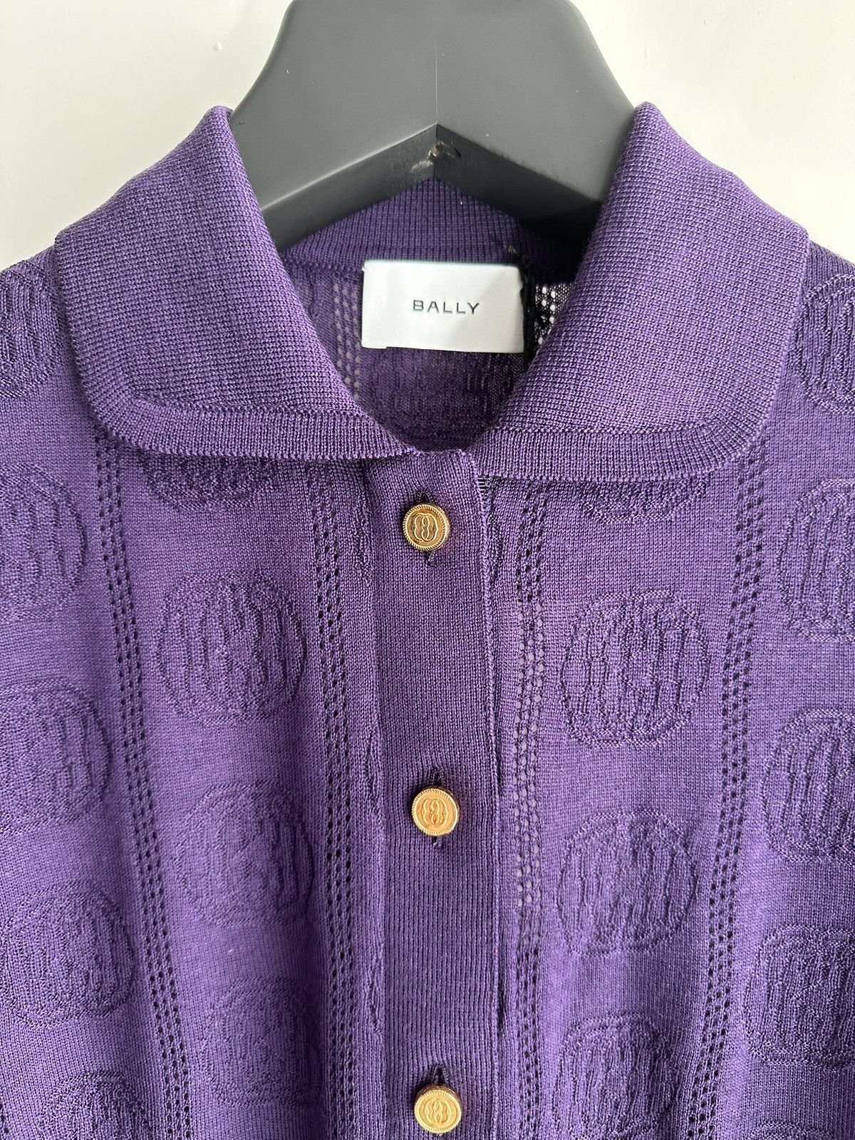 Bally Logo Woven Polo Collared Cardigan w/ Gold Button Size XXS / US 00 / IT 34 - 2 Thumbnail