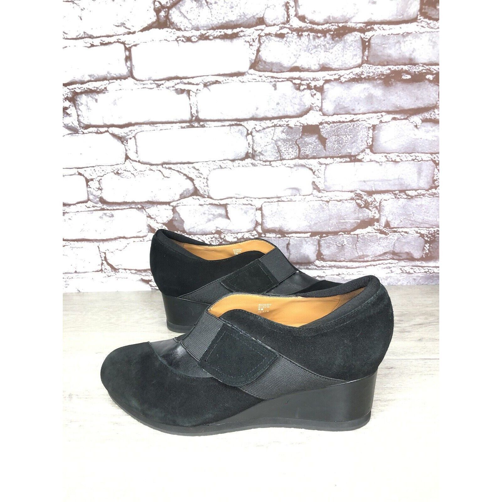 Other Earthies Bondy Black Suede Leather Strap Wedge Booties Women Size US 9 / IT 39 - 18 Thumbnail