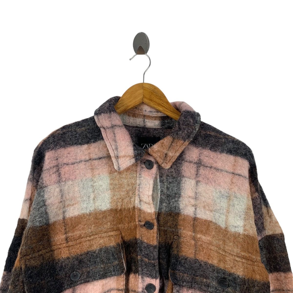 Zara ZARA Casualwear Designer Checkered Wool Crop Sweater Jacket Size L / US 10 / IT 46 - 4 Thumbnail