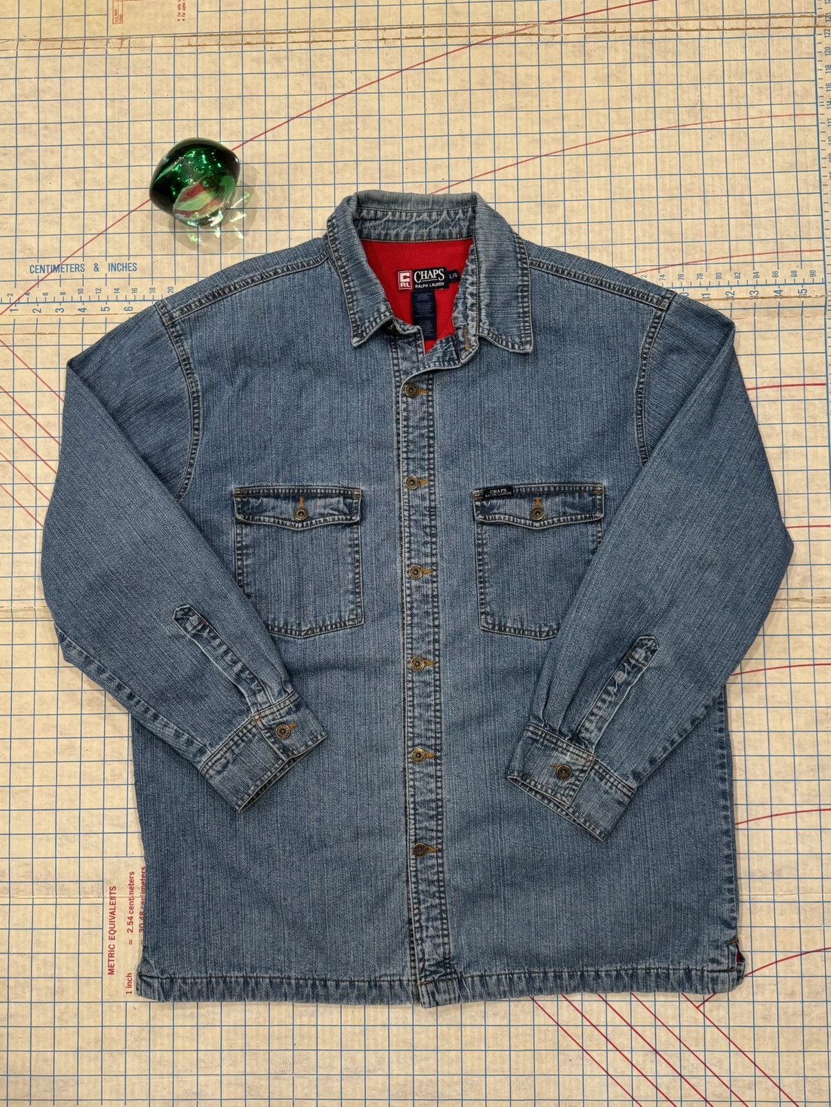 Chaps Ralph Lauren Vintage Chaps Ralph Lauren Denim Button Up Red Fleece Liner Size US L / EU 52-54 / 3 - 8 Thumbnail