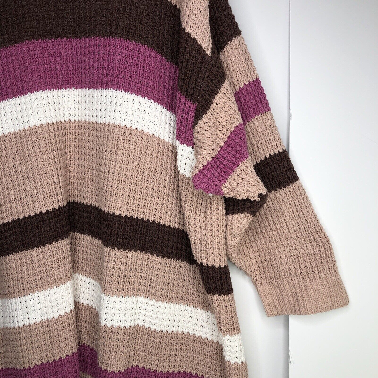 Torrid Torrid Striped Open Front Pocket Cardigan Sz 5X Pink Brown Size ONE SIZE - 8 Thumbnail