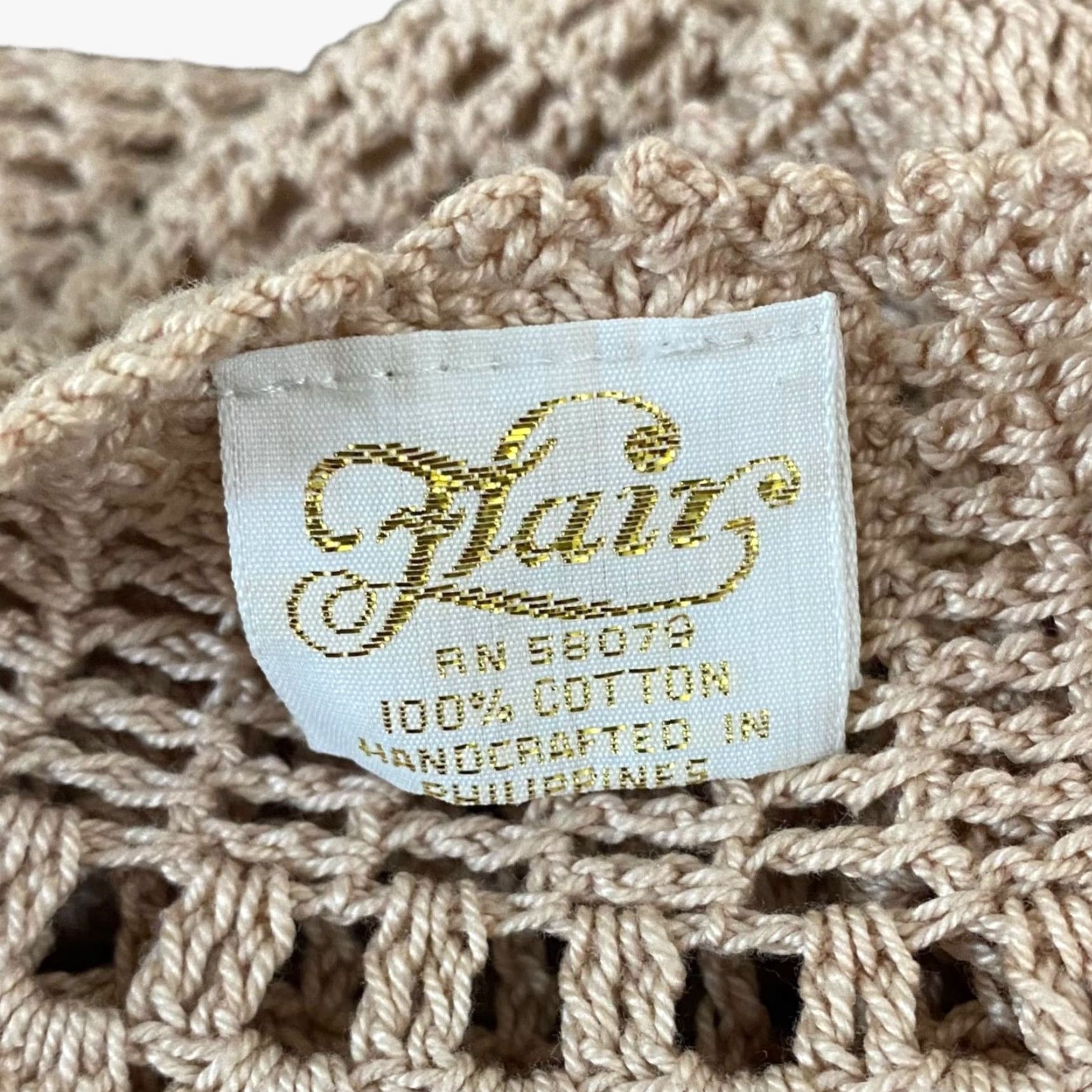 Vintage VINTAGE Flair Boho Crochet Knit V-Neck Blouse Womens Medium Short Sleeve Top Tan Beige Cotton Size M / US 6-8 / IT 42-44 - 7 Thumbnail