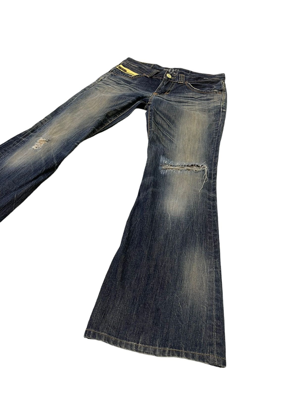 Japanese Brand Flare Jeans Edwin Japan Distress Low Rise Boot Cut 7🟦0 Size US 30 / EU 46 - 3 Thumbnail