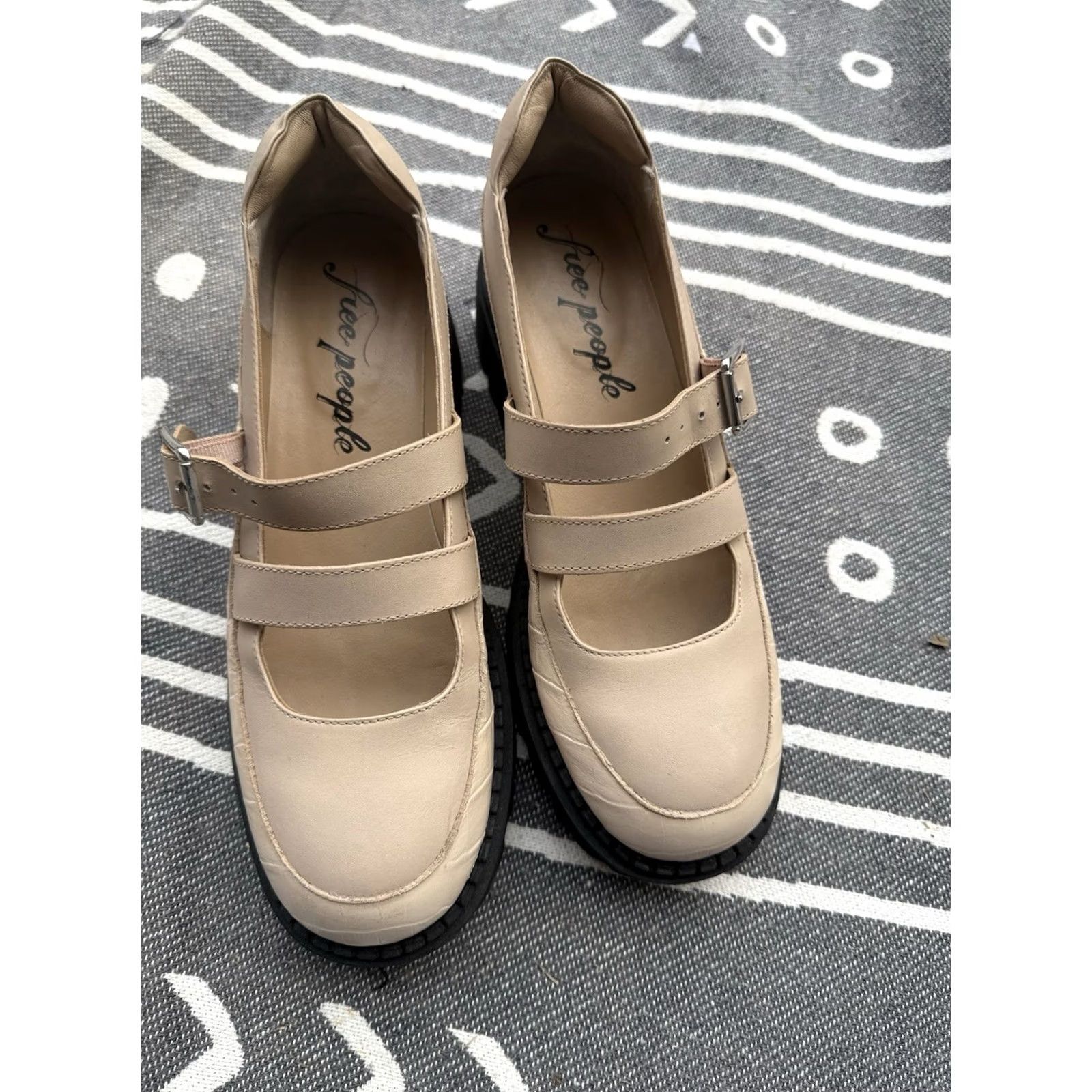 Free People Free People Stella Mary Jane Platform Pump Heel Womens Afterglow 11 Leather Buckle Ankle Strap Block Mid 2-2.9in - NWOT Size US 11 / IT 41 - 3 Thumbnail
