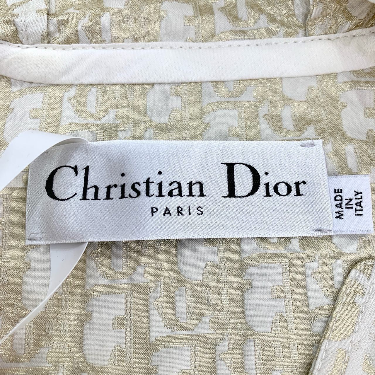 Dior Christian Dior Womens Ivory & Gold Monogram Hooded Short-Sle Size XS / US 0-2 / IT 36-38 - 6 Thumbnail