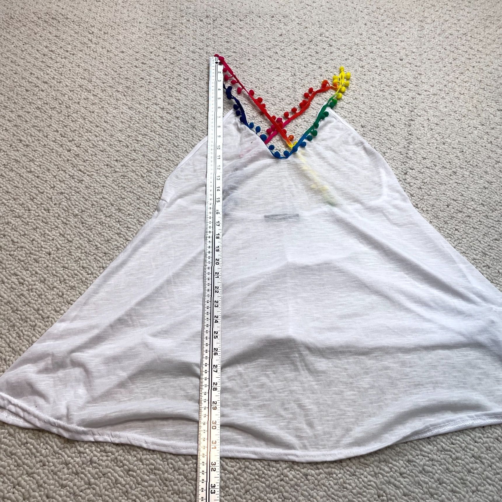 Boohoo Boohoo Tank Top Shirt Womens M White with Colorful Straps Backless Soft Cropped Spaghetti Strap V-Neck Sleeveless Casual Size M / US 6-8 / IT 42-44 - 3 Thumbnail