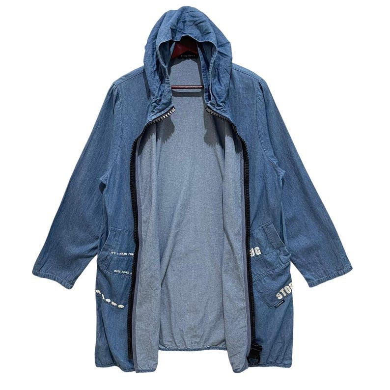 Japanese Brand × Vintage Vintage Drug Store Zipper Trench Coat Denim Jacket Size US L / EU 52-54 / 3 - 6 Thumbnail