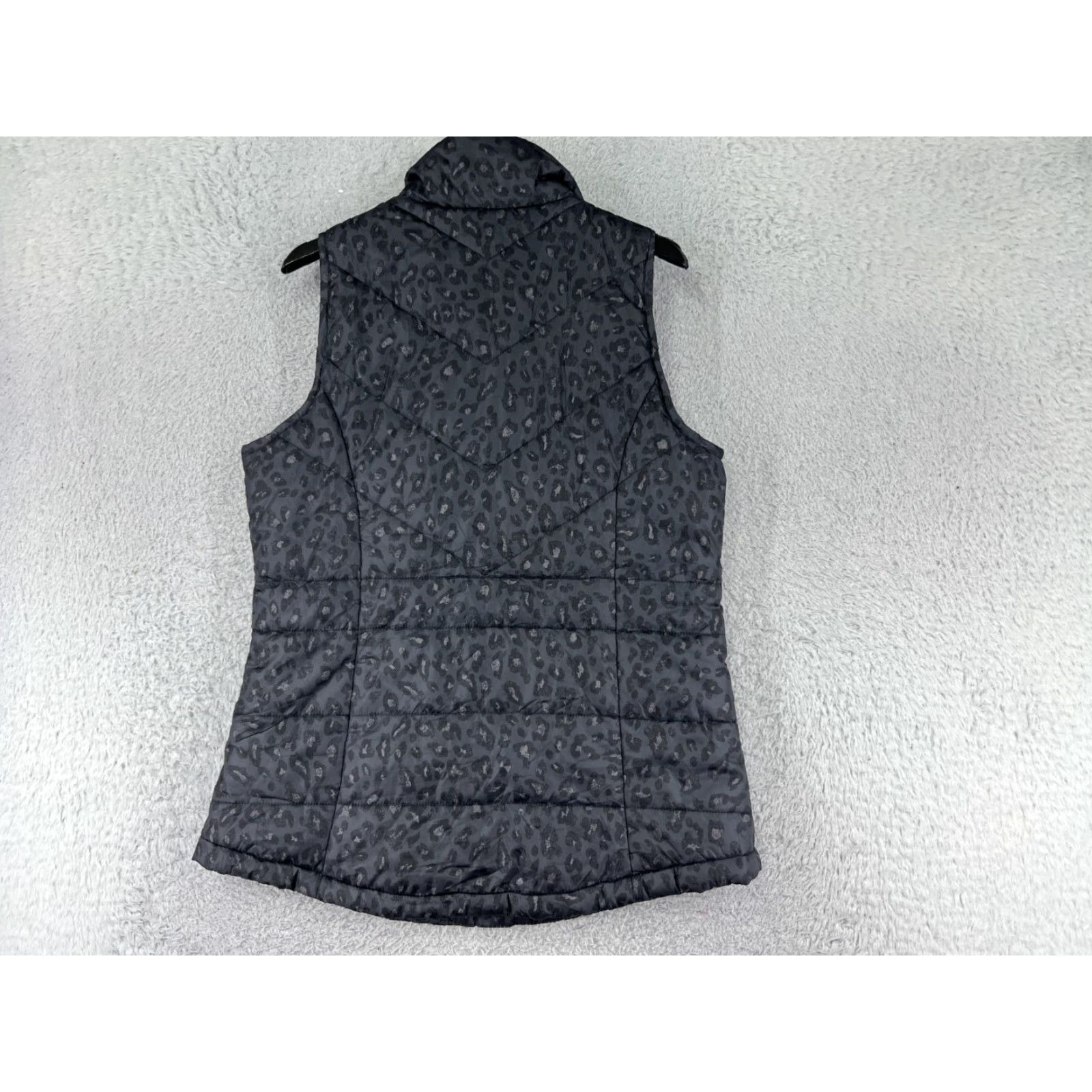 Vintage Maurices Vest Womens Small Gray Leopard Mock Neck Full Zip Pockets Polyester Size S / US 4 / IT 40 - 2 Thumbnail