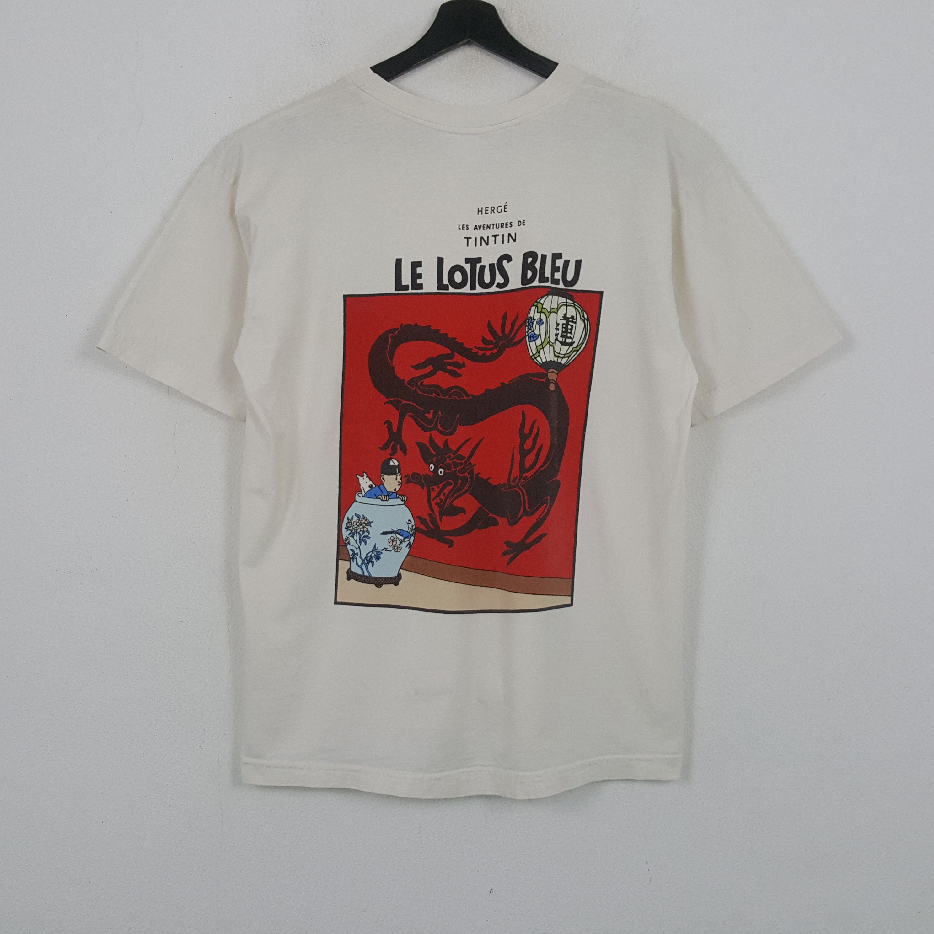Vintage The Adventure Of Tintin Le Lotus Blue Tshirt RR21 Size US L / EU 52-54 / 3 - 1 Thumbnail