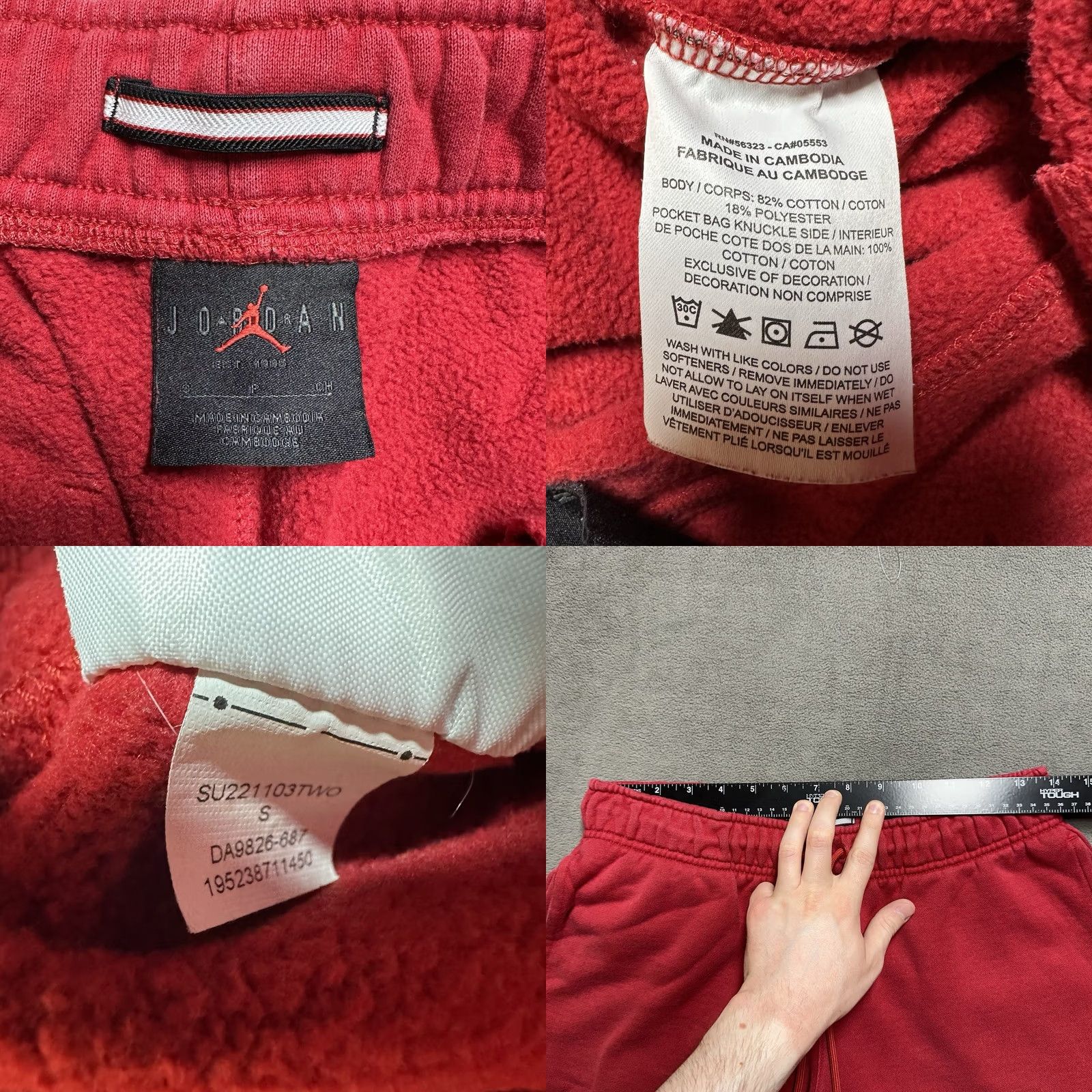 Jordan Brand Nike Air Jordan Shorts Mens S Red Fleece Jumpman Drawstring Essential Size US 29 - 8 Thumbnail