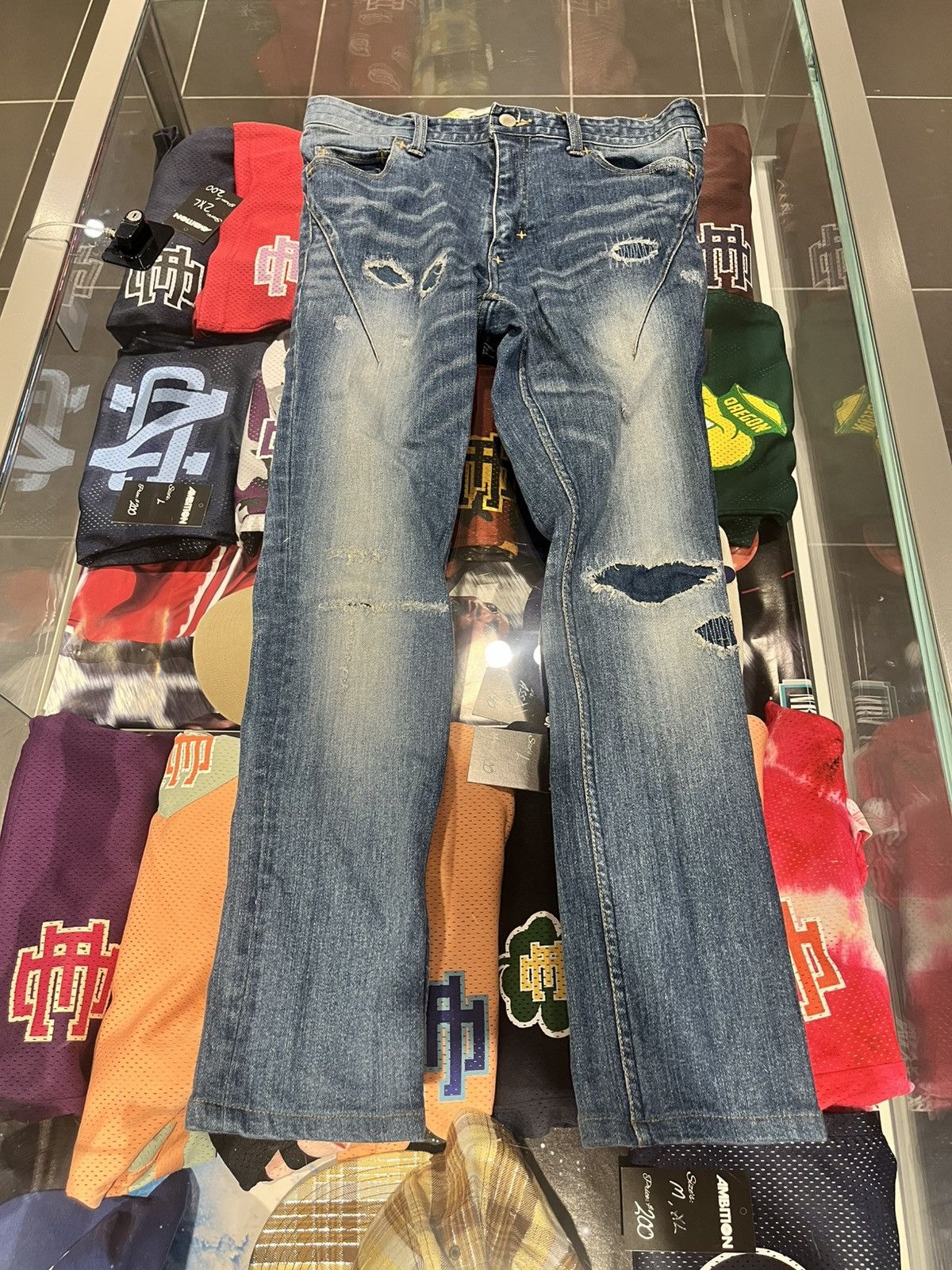 パンツ \"NUMBER (N)INE\" Damage Lightblue Denim Number (N)ine Number Nine Blue Damaged Denim Jeans | Grailed