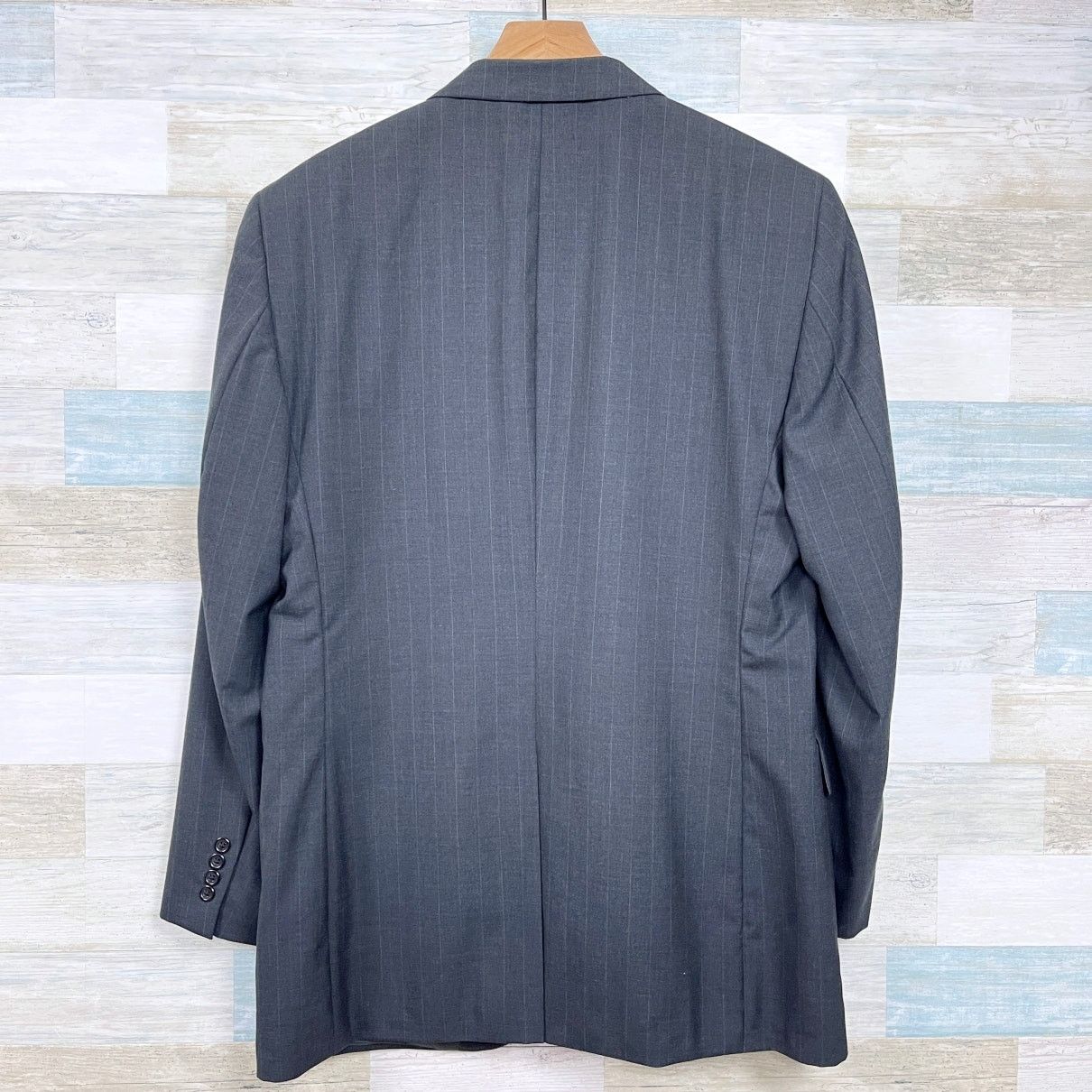 Jos. A. Bank Jos A Bank Wool Pinstripe Suit Charcoal Gray Mens 42L Jacket Size 42L - 6 Thumbnail