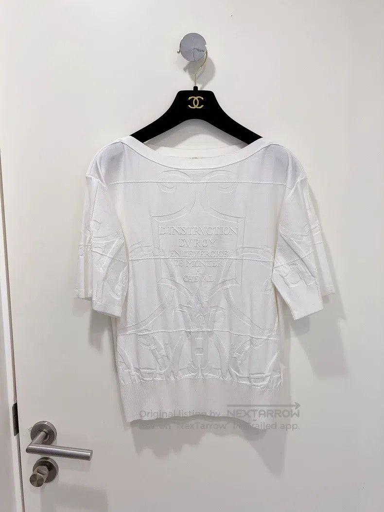 Hermes Hermes White Knit Jacquard Short Sleeve T-Shirt Size XS / US 0-2 / IT 36-38 - 1 Thumbnail