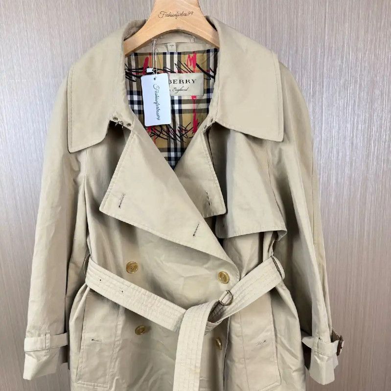Burberry Burberry Women's Khaki Cotton Trench Coat Size L / US 10 / IT 46 - 1 Thumbnail