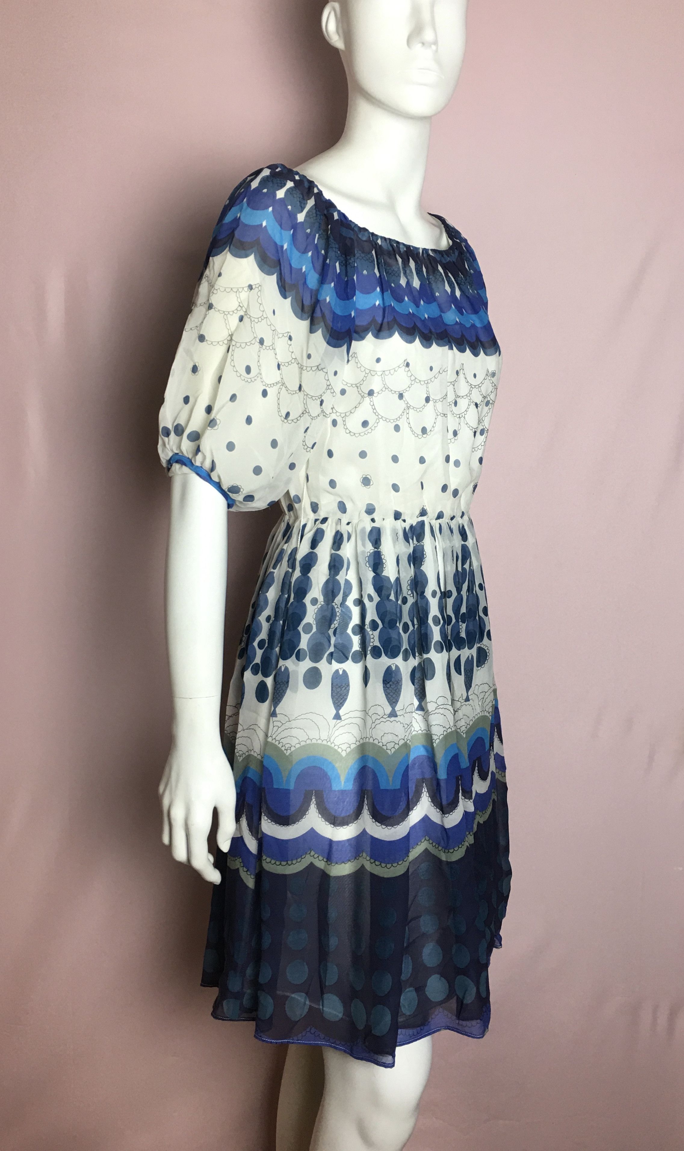 Miu Miu Vintage 90s MIU MIU Silk Dress Mare Print Size M Size M / US 6-8 / IT 42-44 - 2 Thumbnail