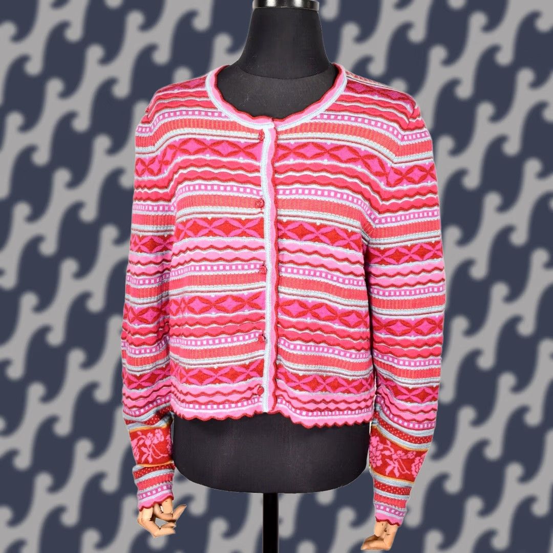 Pinko Oleana Cardigan Pink Women L Wool Silk 75% Merino 25% Silk Norway Vintage No N/A Size L / US 10 / IT 46 - 1 Thumbnail