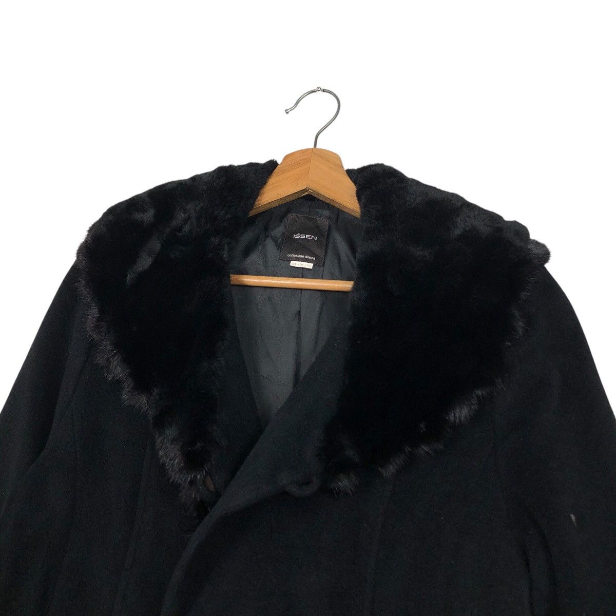 Issey Miyake 📌Rich Black Vintage Long Jacket Wool Issen Collezione Donna Size US M / EU 48-50 / 2 - 18 Thumbnail