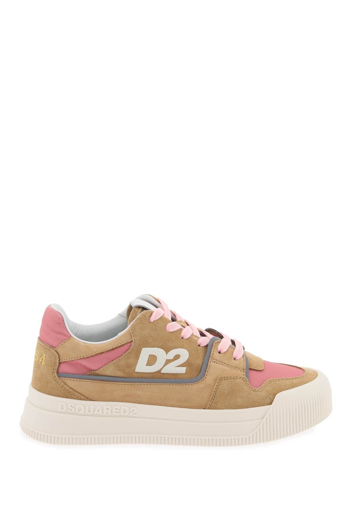 image of Dsquared2 Suede New Jersey Sneakers In Leather in Tobacco Rose, Women's (Size 10)