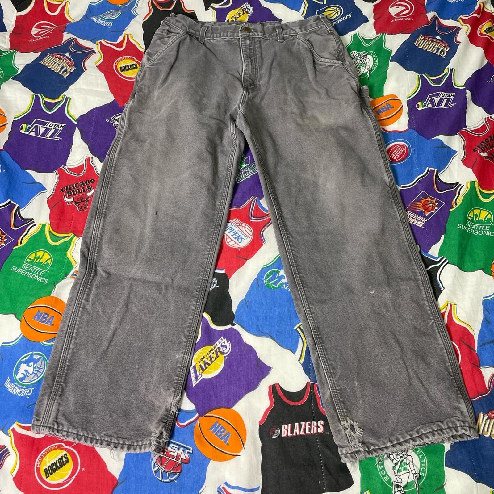 Carhartt Vintage Y2K Quilted Carhartt Grey Carpenter Workwear Pants Size US 34 / EU 50 - 2 Thumbnail
