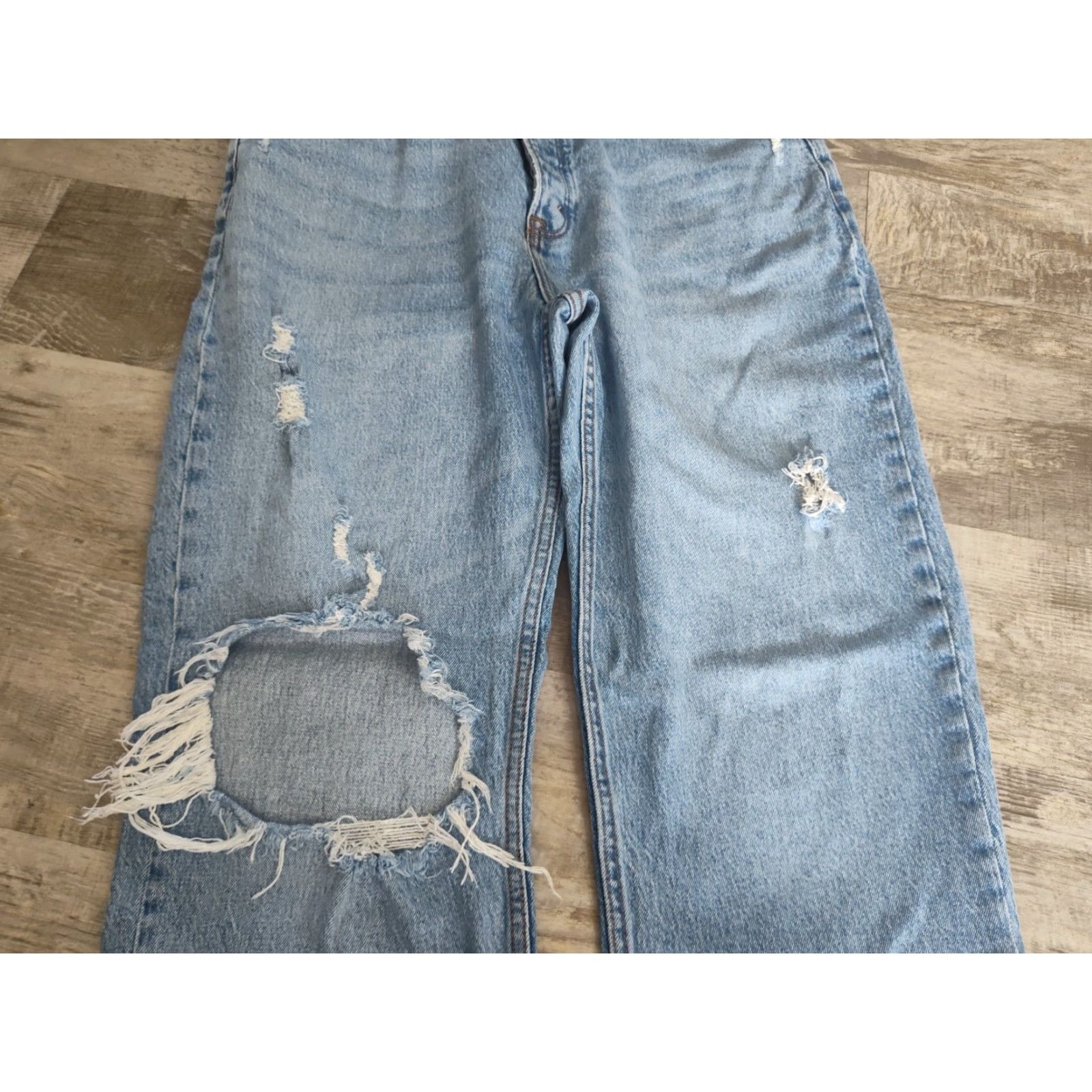 Abercrombie & Fitch VINTAGE Abercrombie & Fitch Women's Jeans 31/12 High Rise Straight Fit Distressed Blue 90s Retro Grunge Size 24" / US 00 / IT 34 - 4 Thumbnail