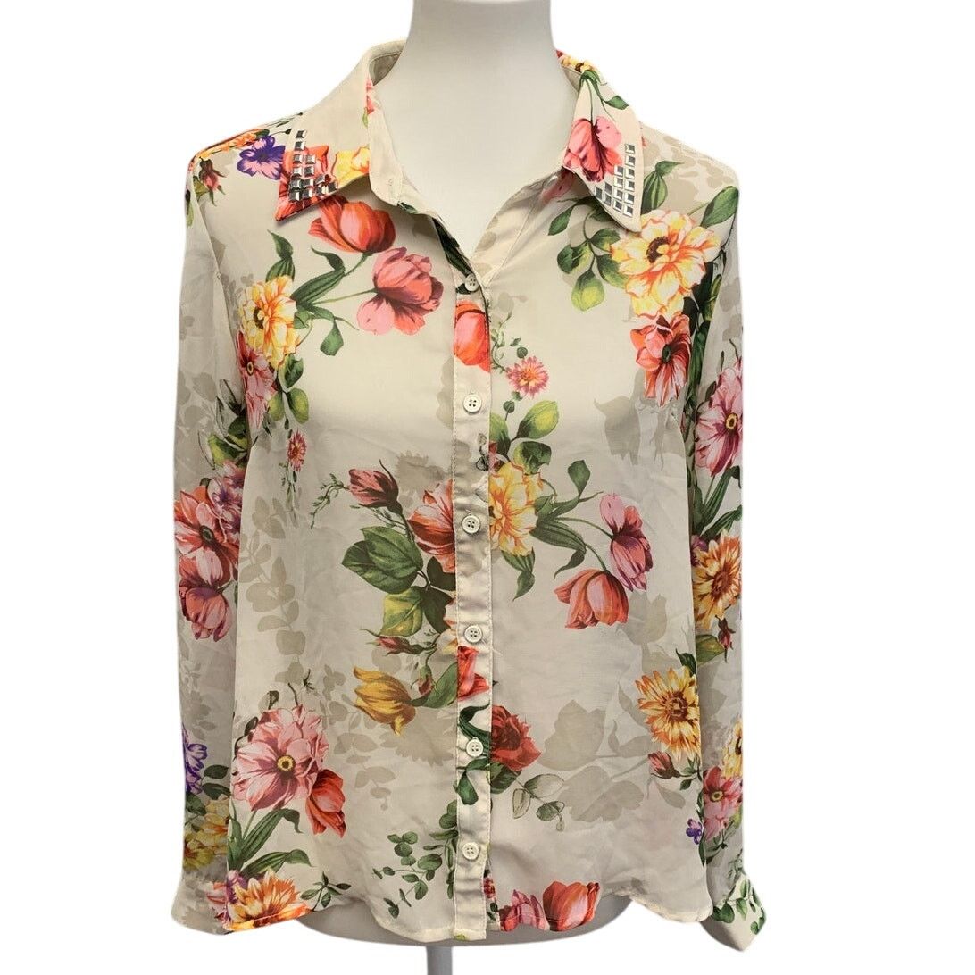 Forever 21 Forever 21 Women Large Floral Button Down Long Sleeve Blouse Size L / US 10 / IT 46 - 1 Thumbnail