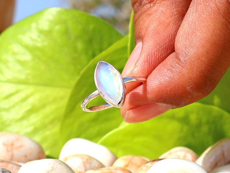 Handmade Rainbow Moonstone Ring, Handmade 925 Silver, June Birthstone Size ONE SIZE - 4 Thumbnail