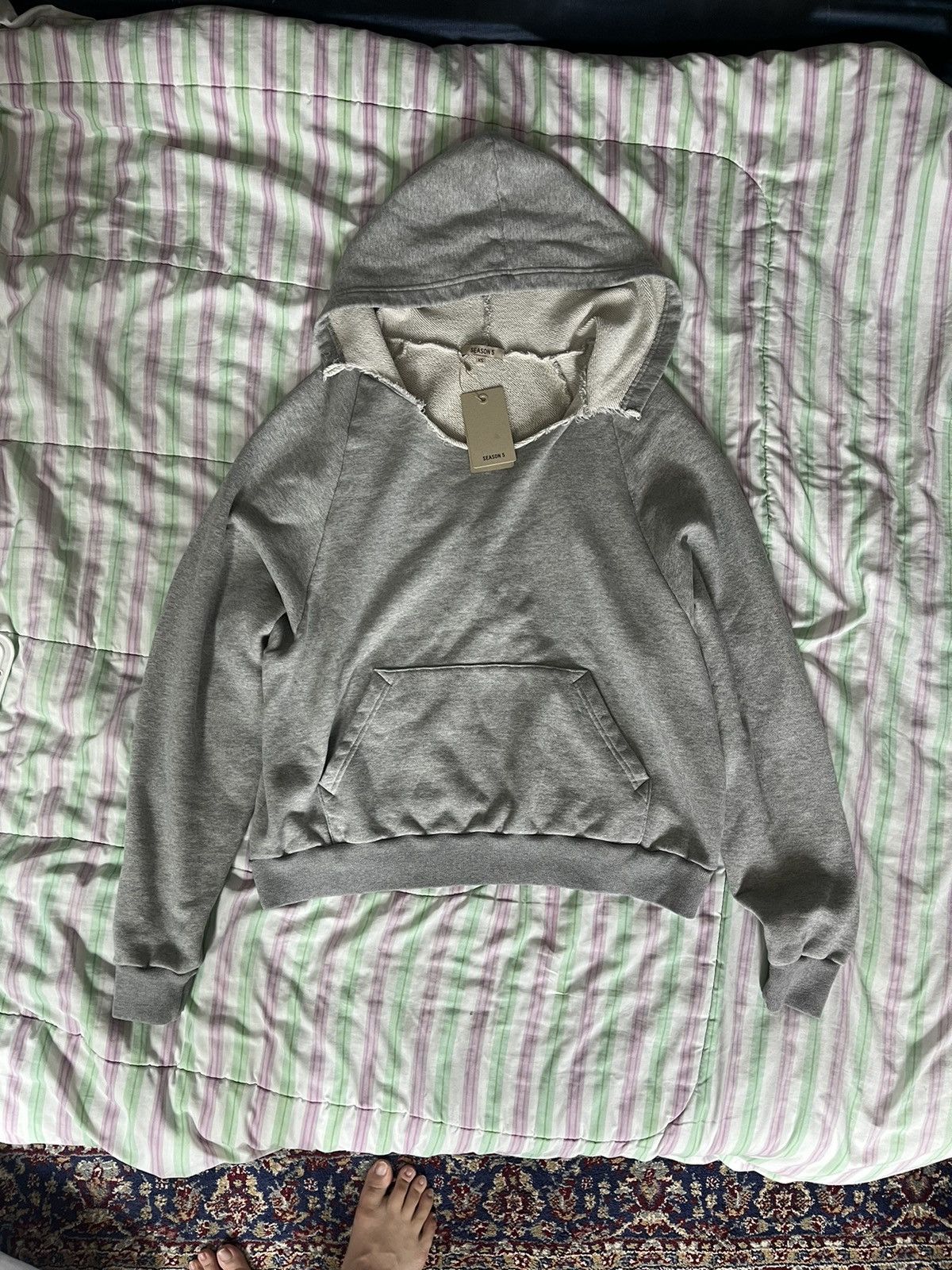 Image of Yeezy Season 5 Distressed Hoodie in Grey, Men's (Size XS)