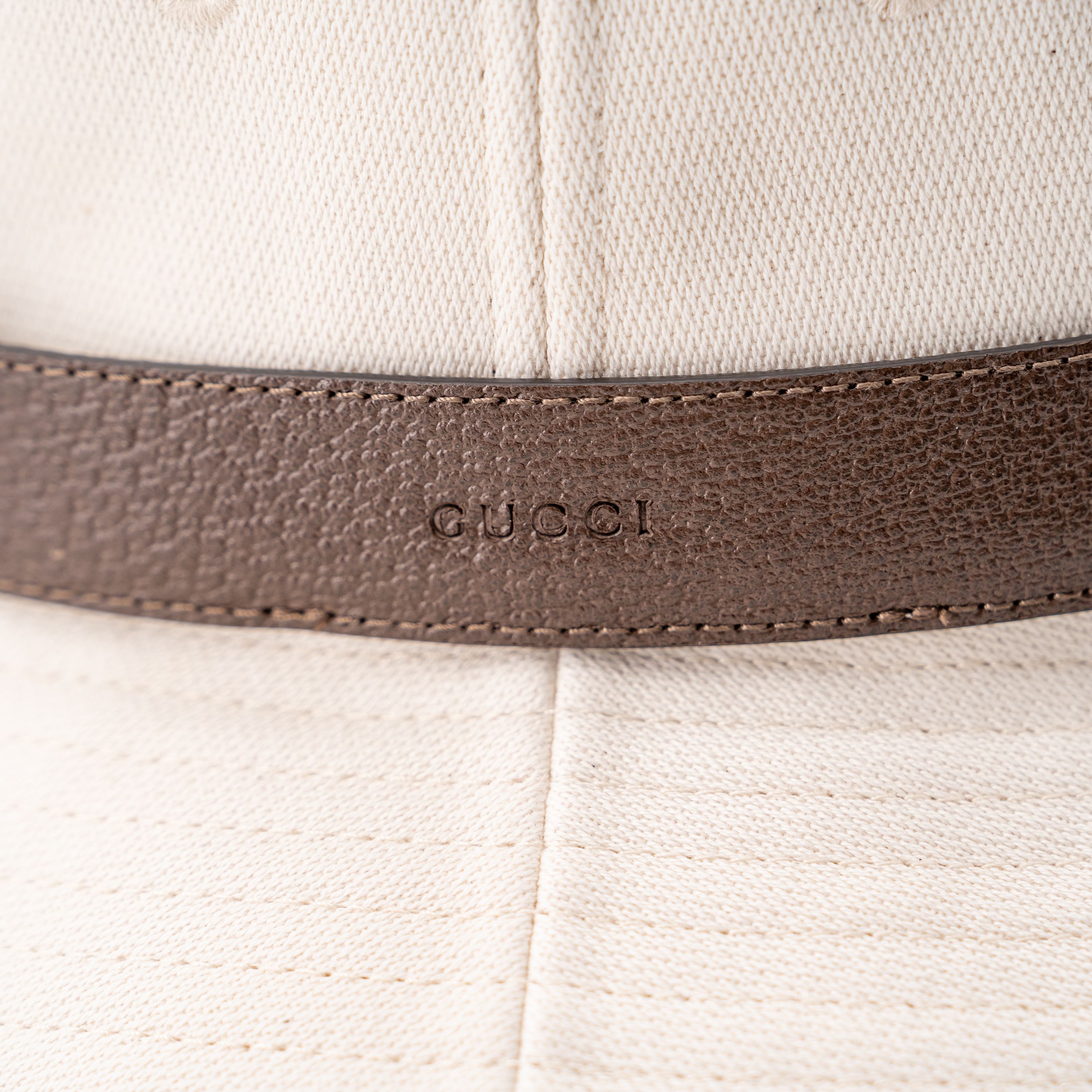 Gucci size S - Gucci Cotton Bucket Hat With Chin Strap Leather Size ONE SIZE - 3 Thumbnail