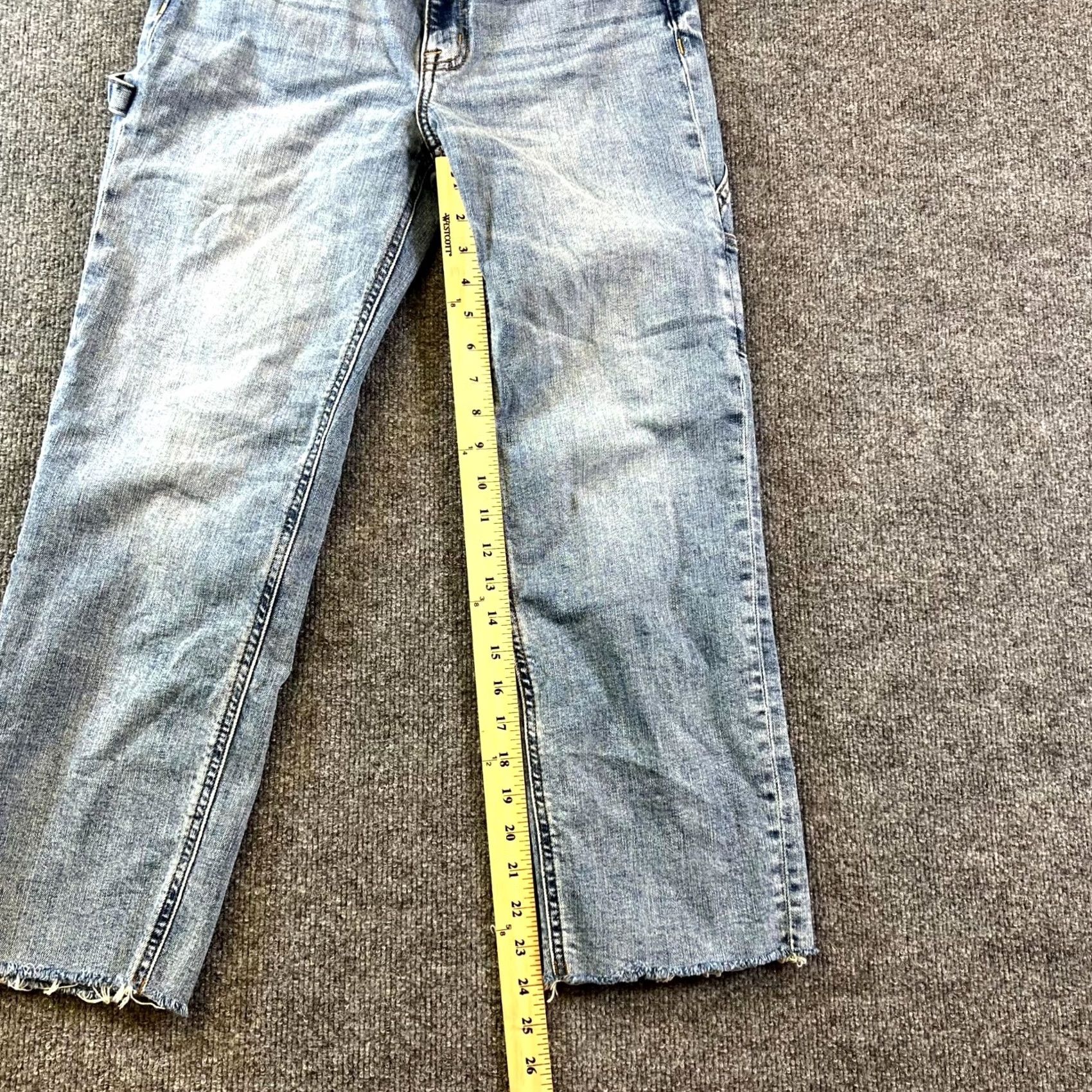 Vintage Eunina Jeans Womens 5/27W Blue Denim Raw Hem Super High-Rise Straight Leg Jeans Size 27" / US 4 / IT 40 - 4 Thumbnail