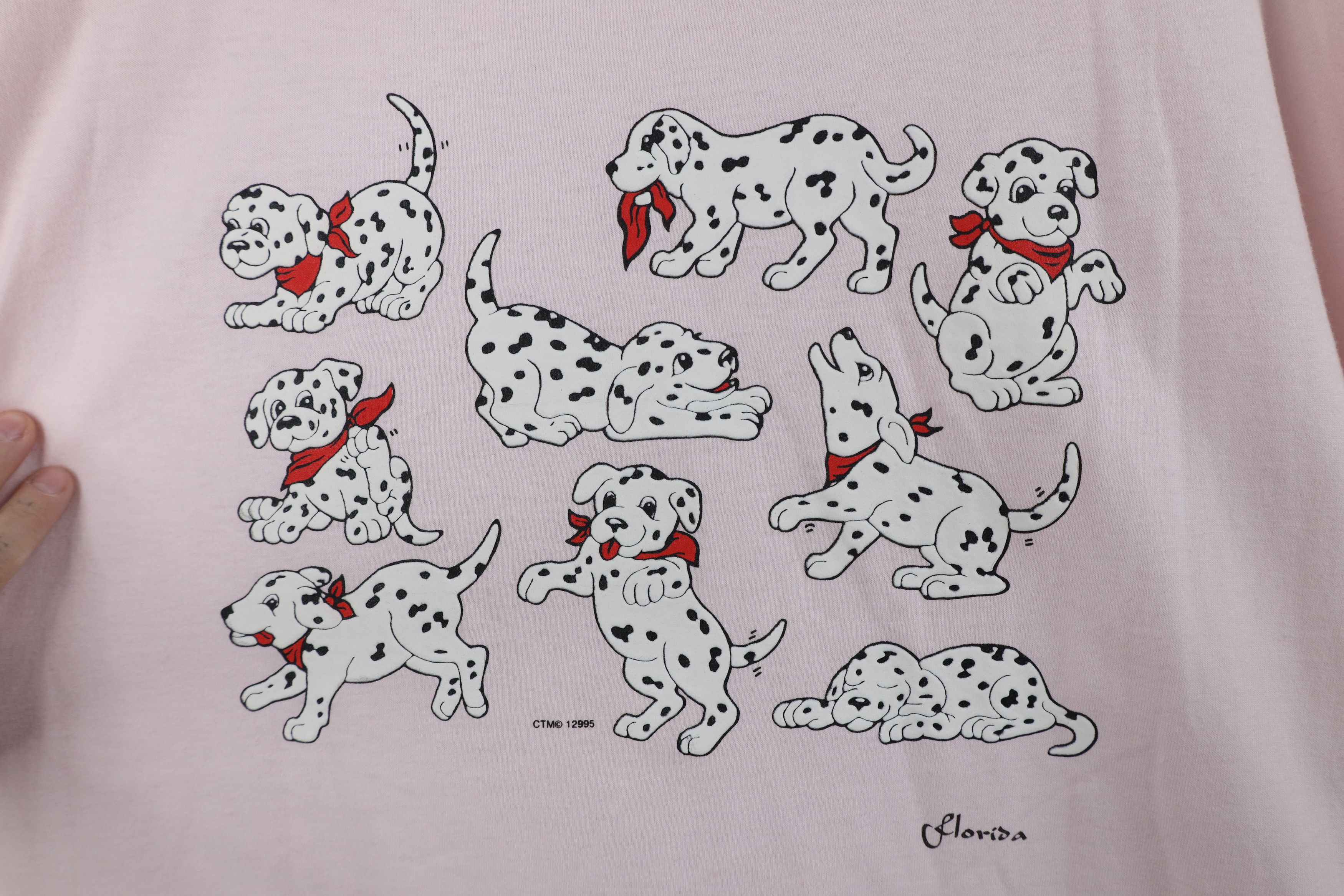 Vintage Vintage 90s Streetwear Dalmatian Dog Puppy T-Shirt Pink Size XL / US 12-14 / IT 48-50 - 4 Thumbnail