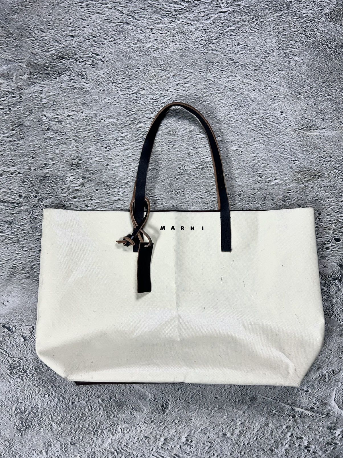 Marni Marni bag with leather handles beige Size ONE SIZE - 1 Thumbnail