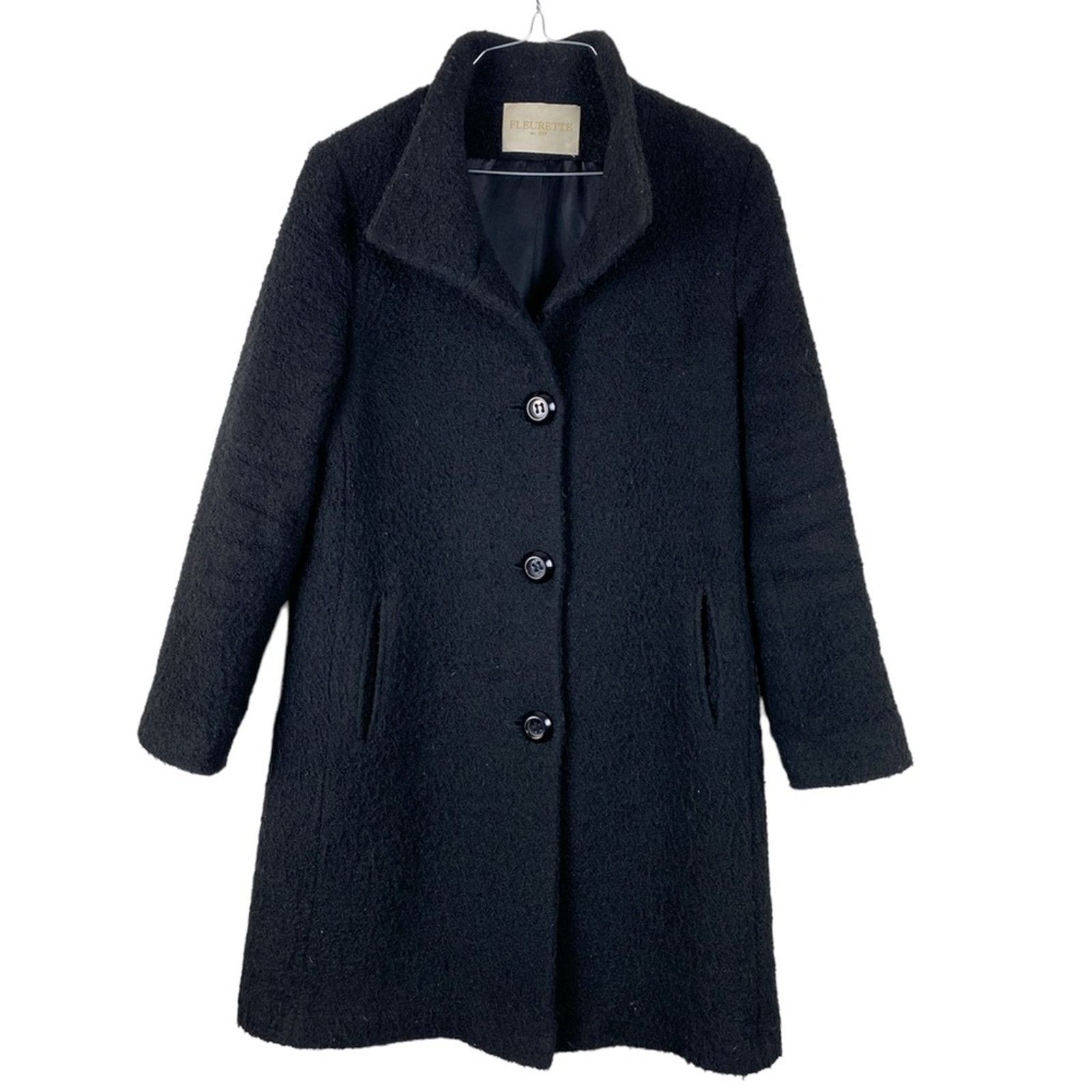 Other FLEURETTE Stand Collar Lined Italian Wool Coat Black SZ.4 Size S / US 4 / IT 40 - 1 Thumbnail