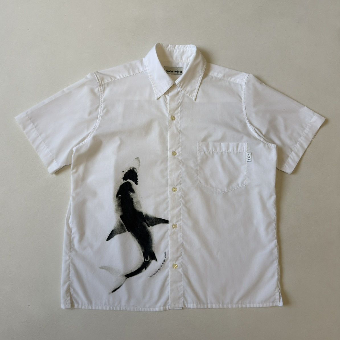 Dexter Wong S/S 1999 ‘Shark’ Print White Shirt Size US M / EU 48-50 / 2 - 18 Thumbnail