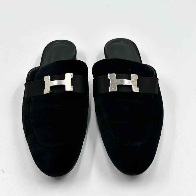 Hermes Hermes Black Velvet SlipOn Shoes-2506 Size US 6 / IT 36 - 2 Thumbnail