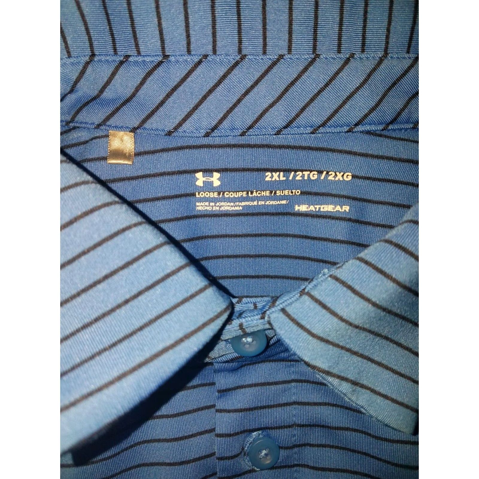 Under Armour UNDER ARMOUR HeatGear Golf Polo Blue Striped Mens 2XL Size US XXL / EU 58 / 5 - 6 Thumbnail