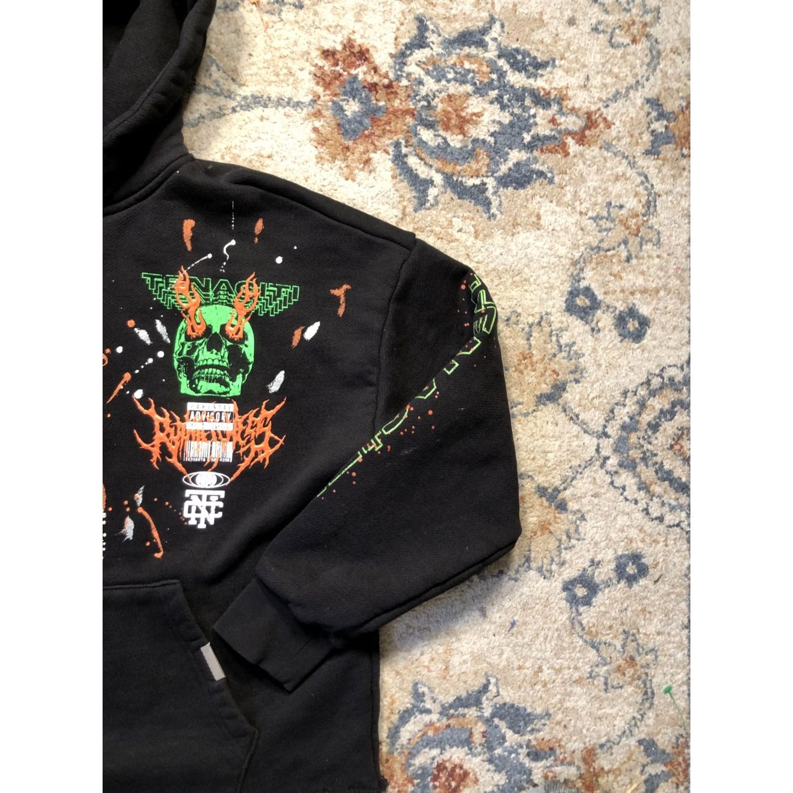 Vintage Tenacity Studios Hoodie Mens L Black Graphic Print Pullover Skull Hooded Sweatshirt Streetwear Size US L / EU 52-54 / 3 - 4 Thumbnail