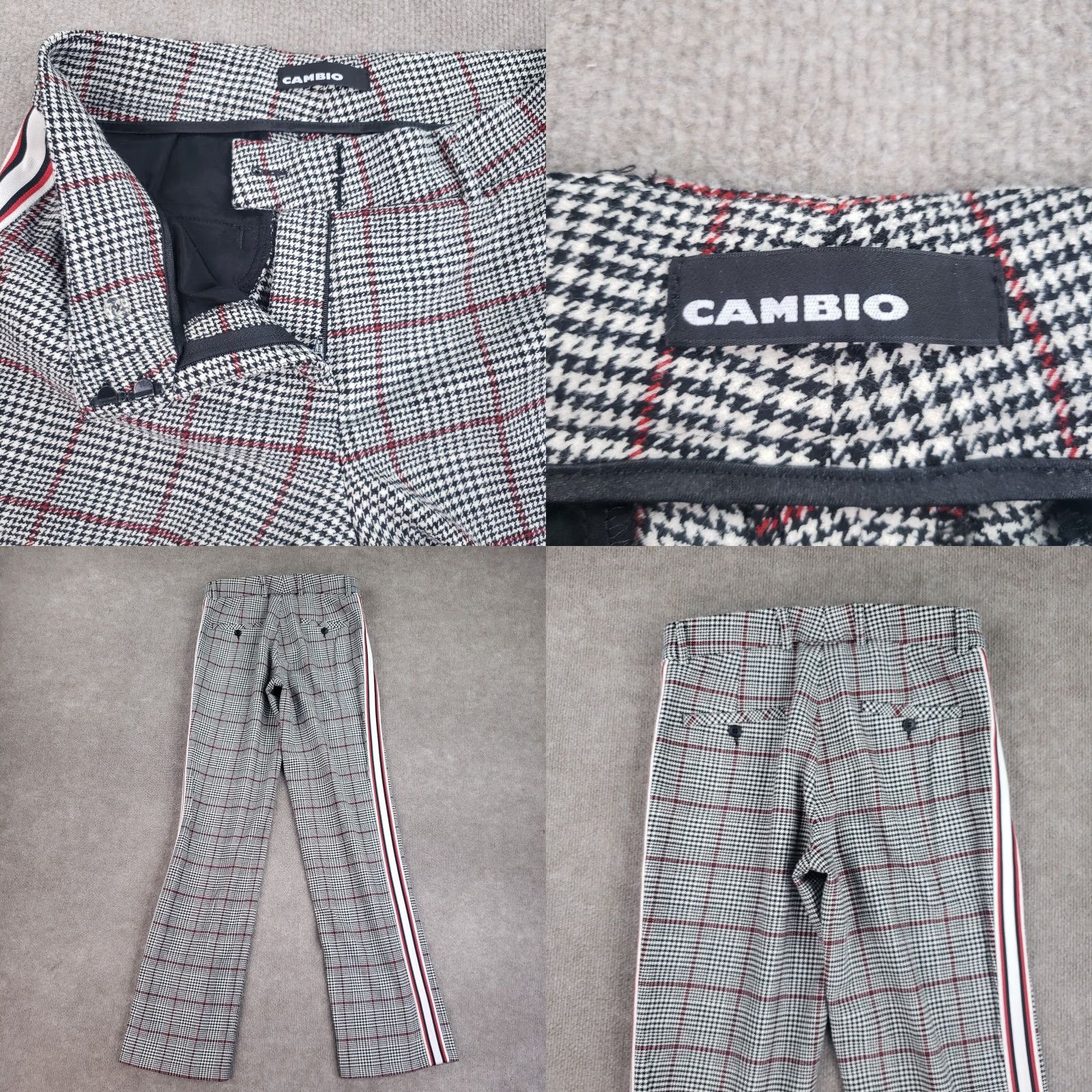 Vintage Cambio Womens Straight Leg Houndstooth Pants Black and White Size 30x33 Low Rise Size 30" / US 8 / IT 44 - 8 Thumbnail