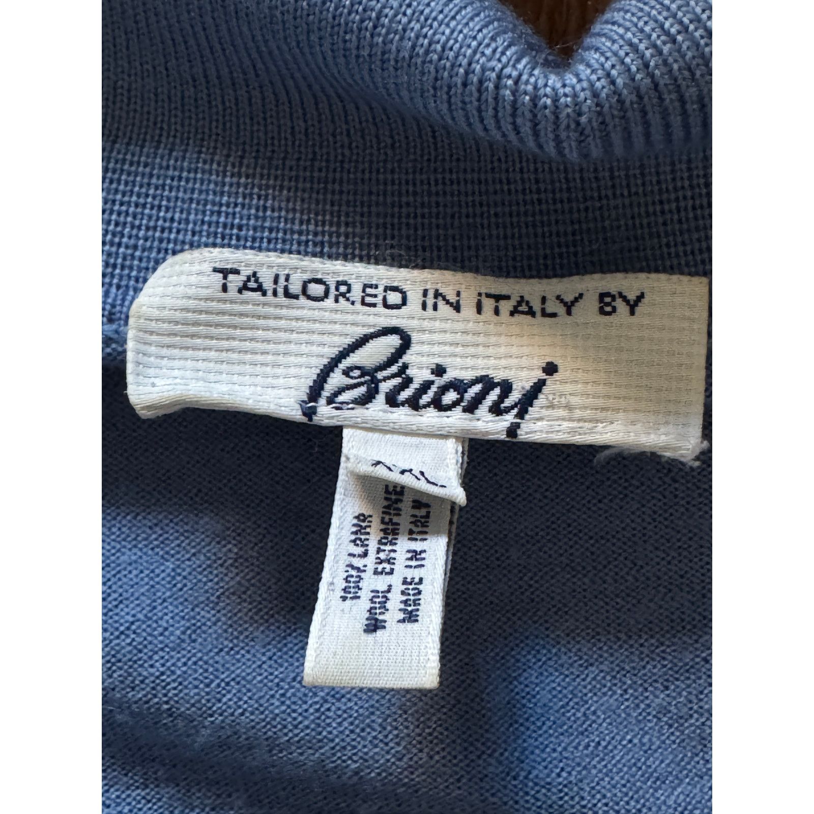 Brioni Brioni Blue Wool Quarter Zip Pullover Size US XL / EU 56 / 4 - 4 Thumbnail