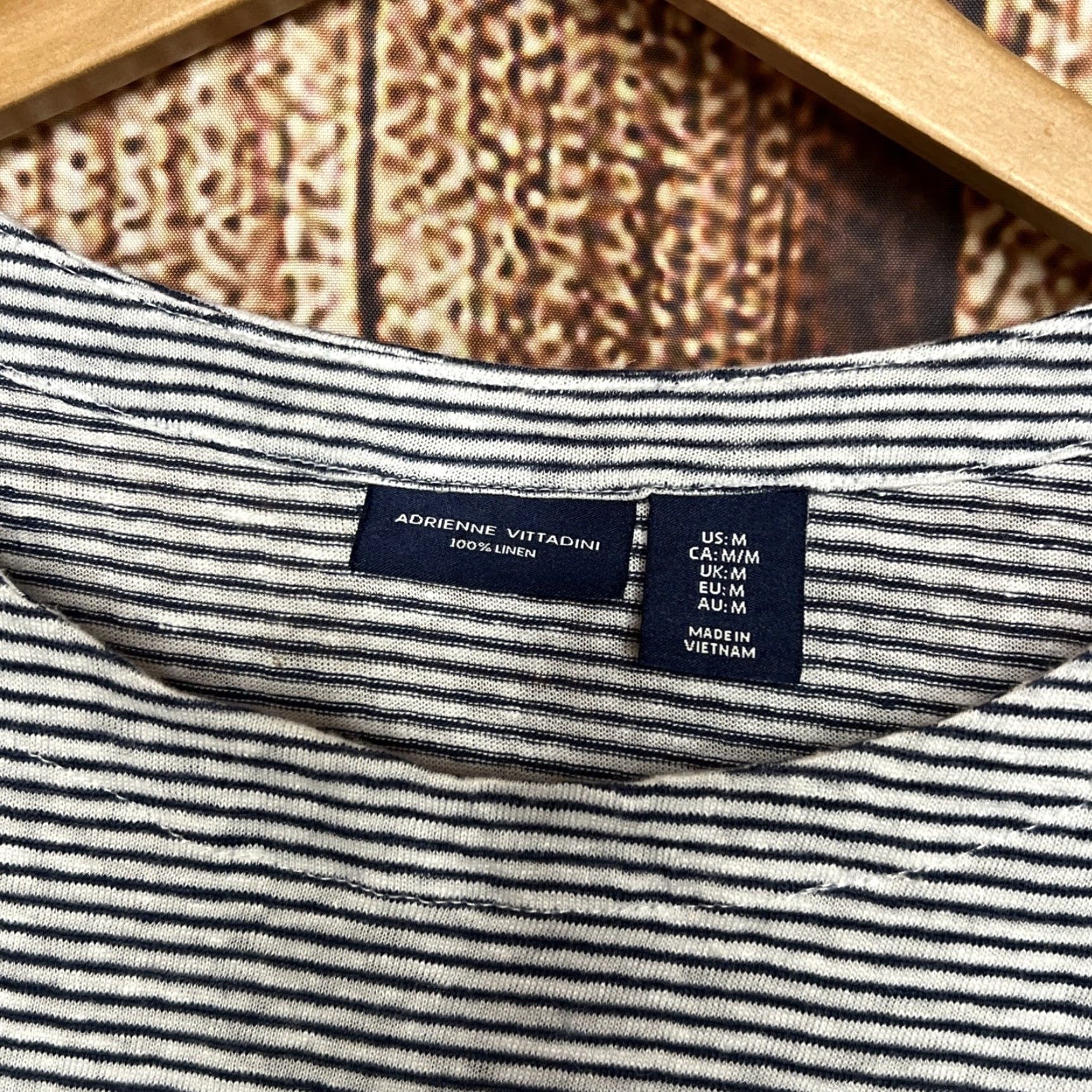 Vintage Adrienne Vittadini Top Women M Blue White Linen Striped Nautical Preppy Coastal Size M / US 6-8 / IT 42-44 - 2 Thumbnail