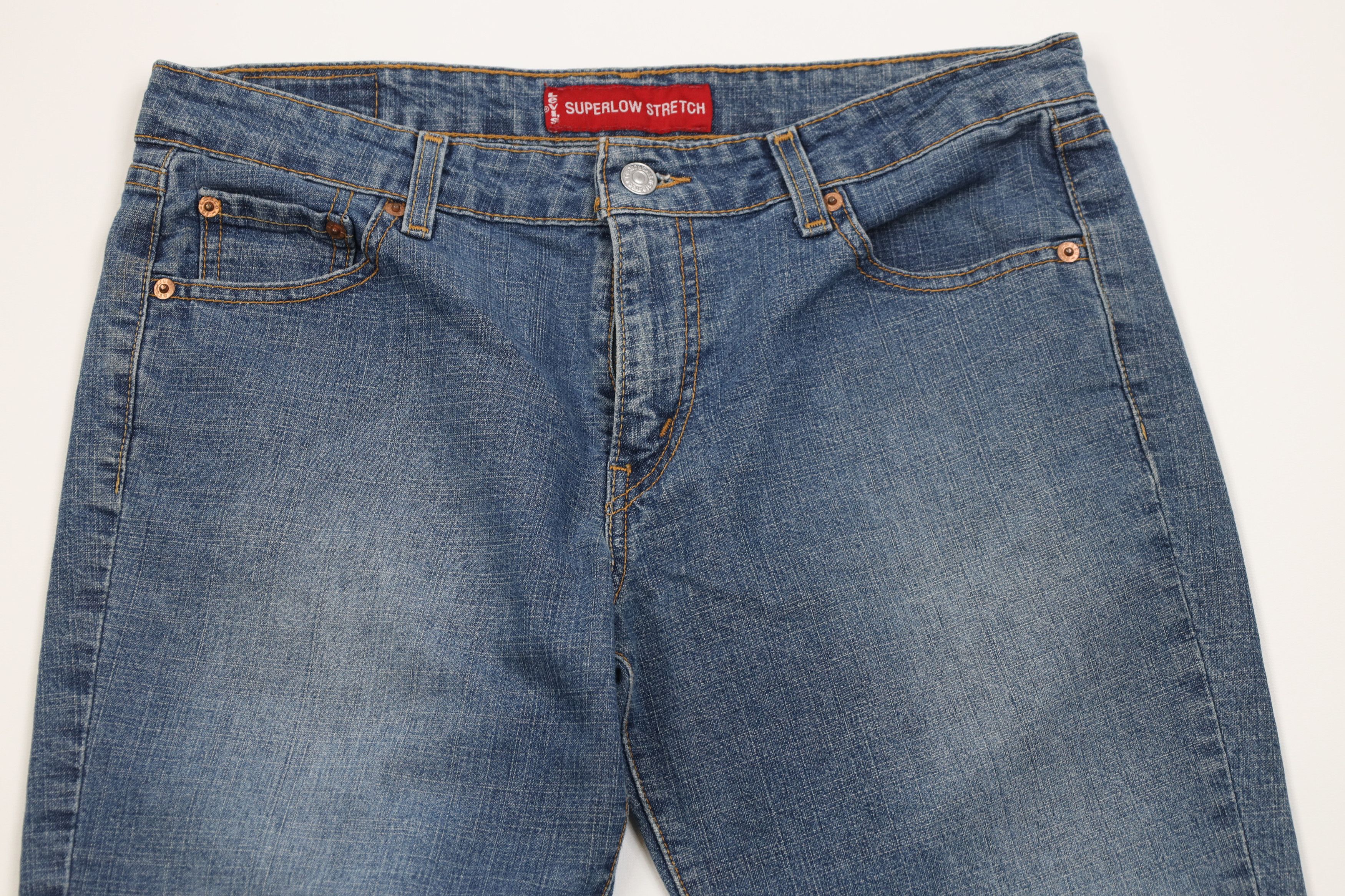Levi's Vintage Y2K 2003 Levis Superlow Stretch Flared Bootcut Jeans Size 32" / US 10 / IT 46 - 2 Thumbnail