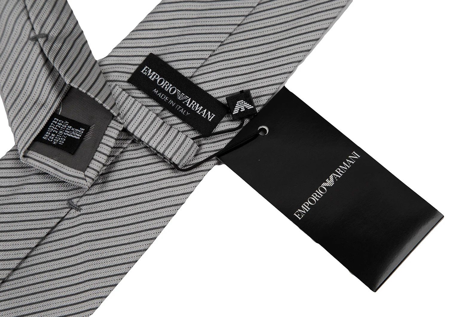 Emporio Armani Silk Alternate Regimental Tie in Gray Size ONE SIZE - 7 Thumbnail
